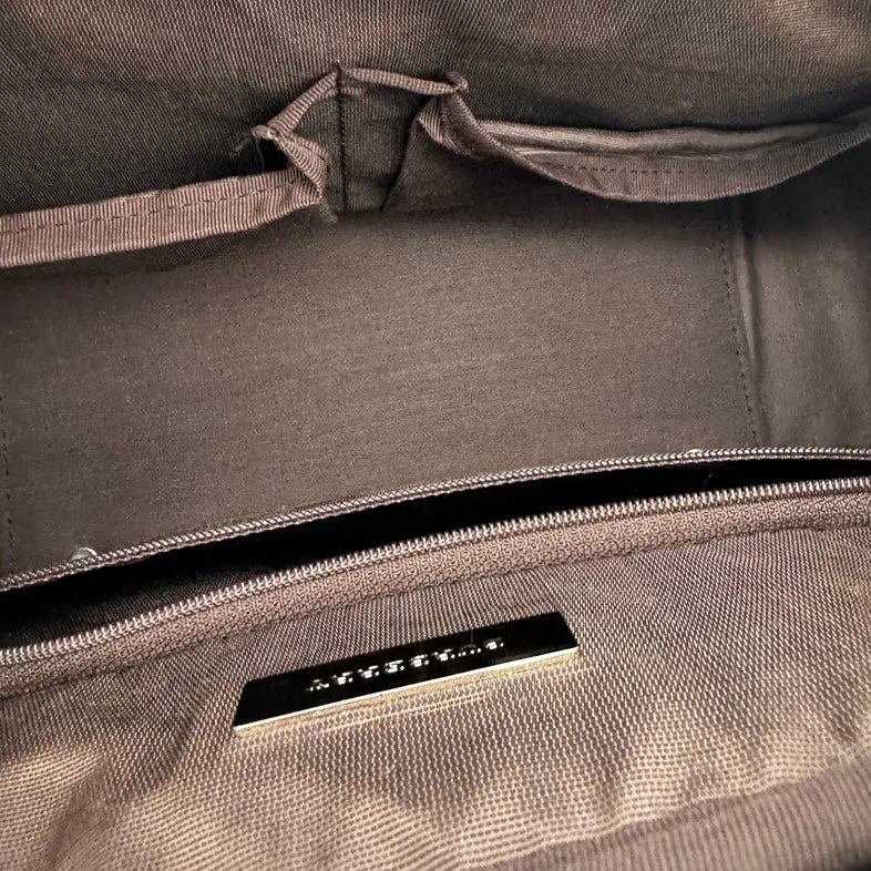 Burberry Beige Check Canvas Leather Shoulder Bag Medium