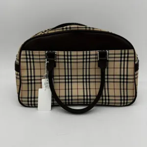 Burberry Beige Check Canvas Leather Shoulder Bag Medium