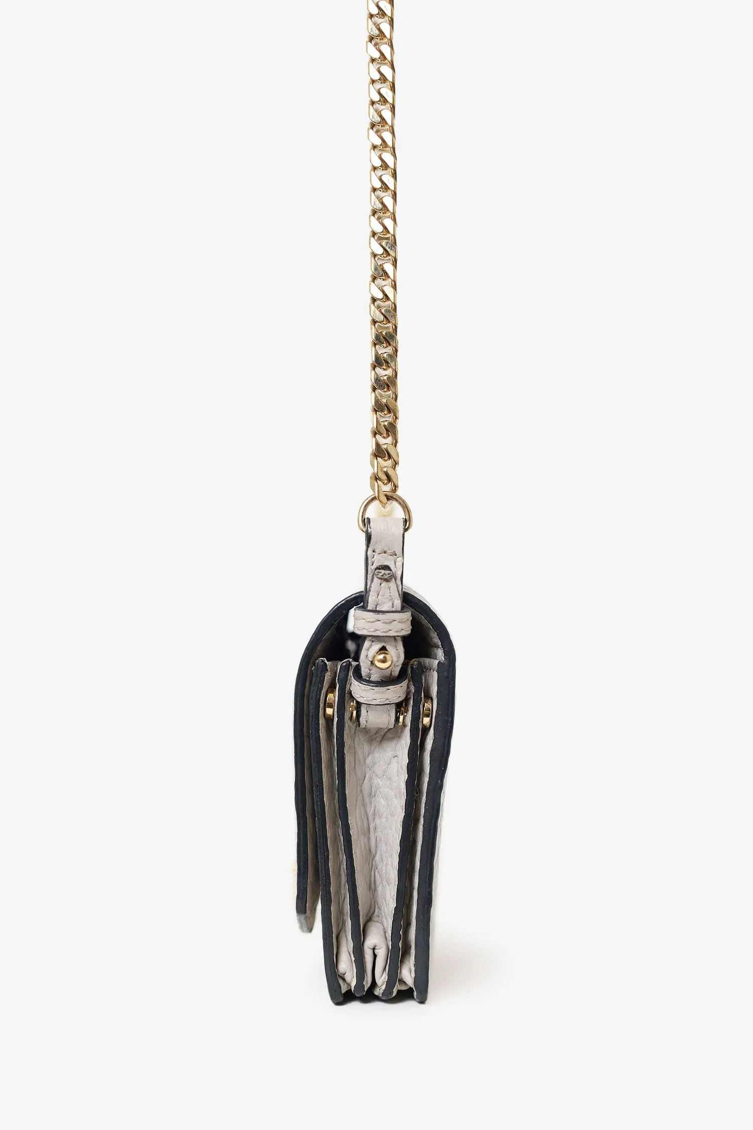Burberry Grey Grained Calfskin Madison Wallet on Chain