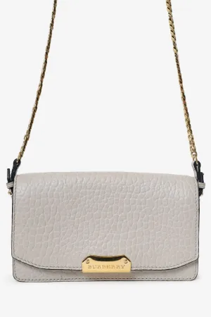 Burberry Grey Grained Calfskin Madison Wallet on Chain