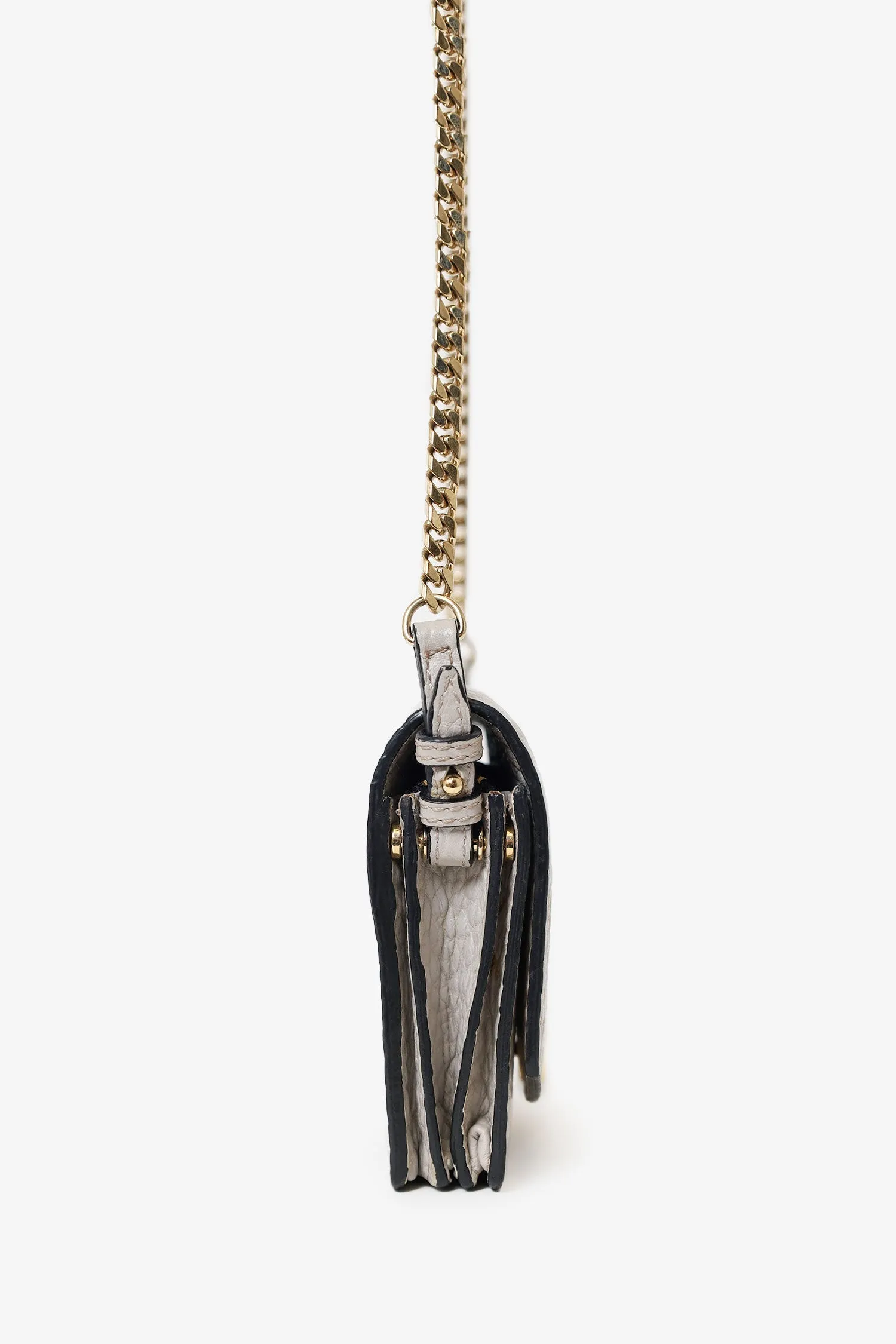 Burberry Grey Grained Calfskin Madison Wallet on Chain