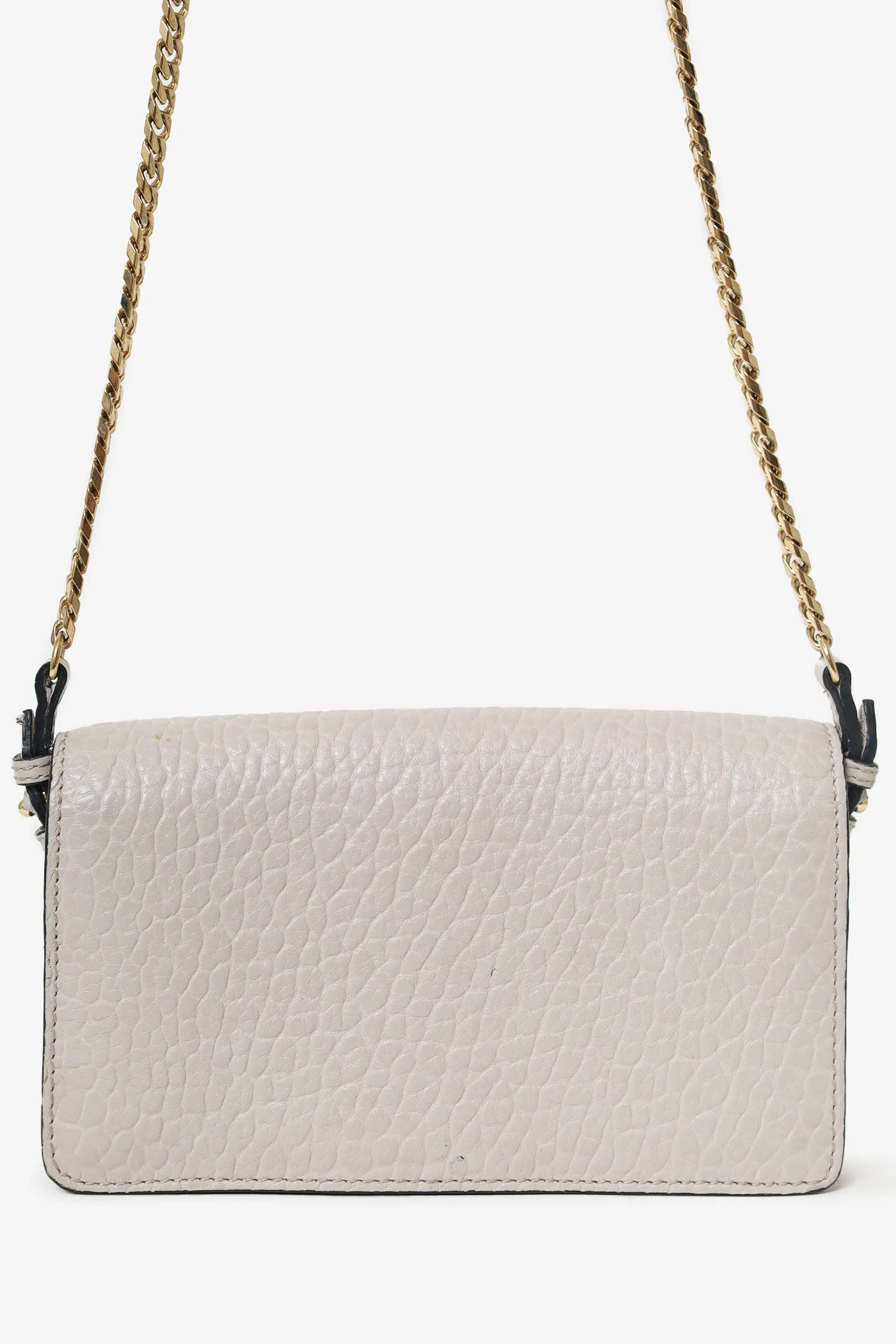 Burberry Grey Grained Calfskin Madison Wallet on Chain