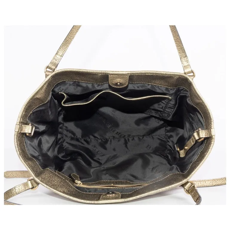 Burberry Metallic Leather Top Handle Tote