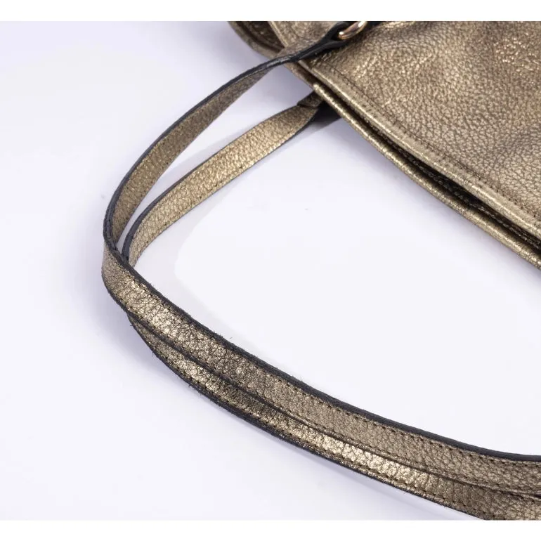 Burberry Metallic Leather Top Handle Tote