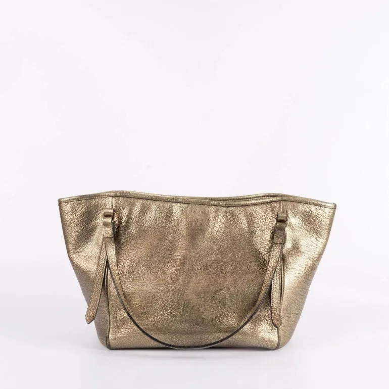 Burberry Metallic Leather Top Handle Tote