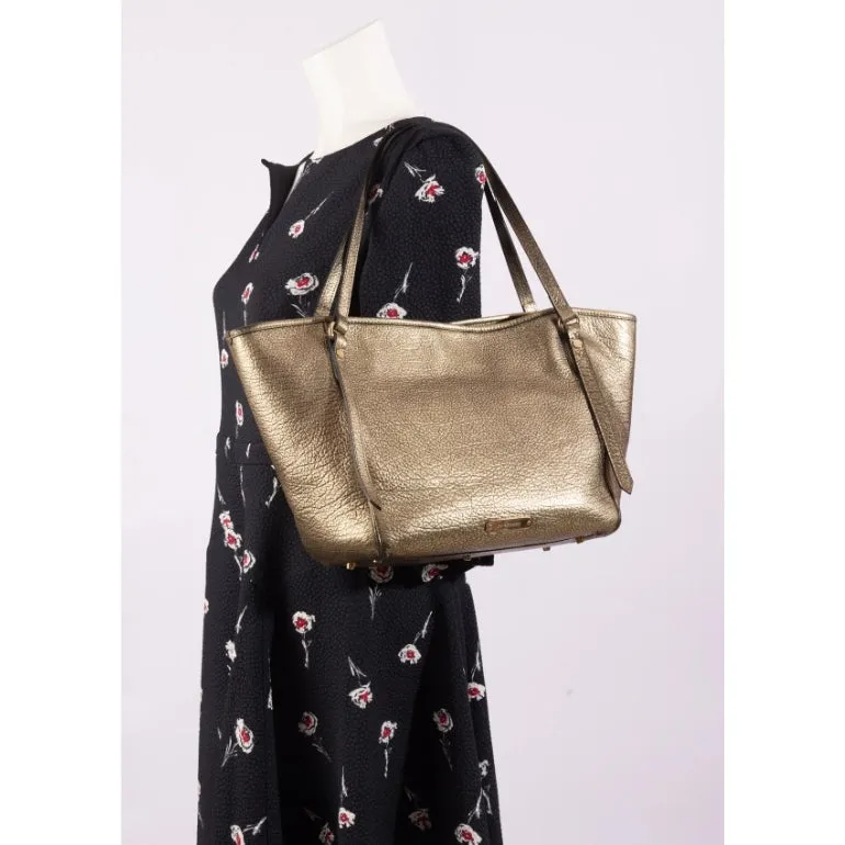 Burberry Metallic Leather Top Handle Tote