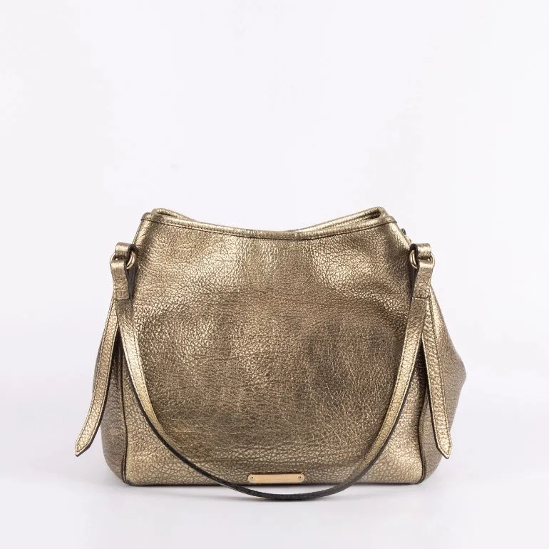 Burberry Metallic Leather Top Handle Tote