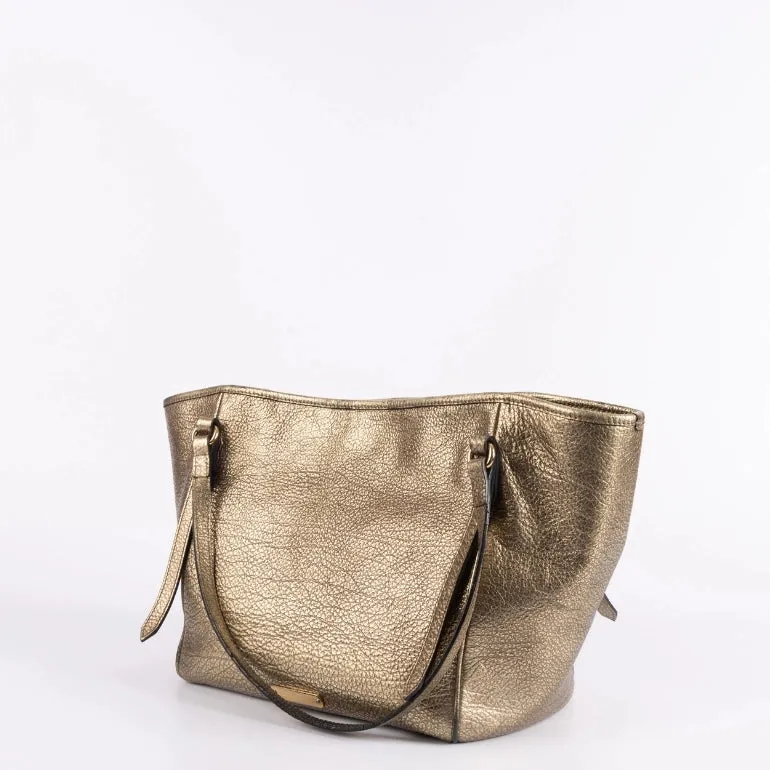 Burberry Metallic Leather Top Handle Tote