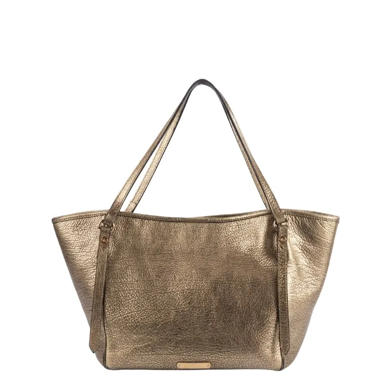 Burberry Metallic Leather Top Handle Tote