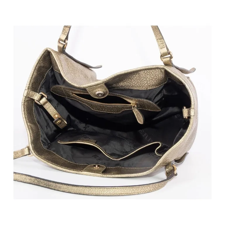 Burberry Metallic Leather Top Handle Tote