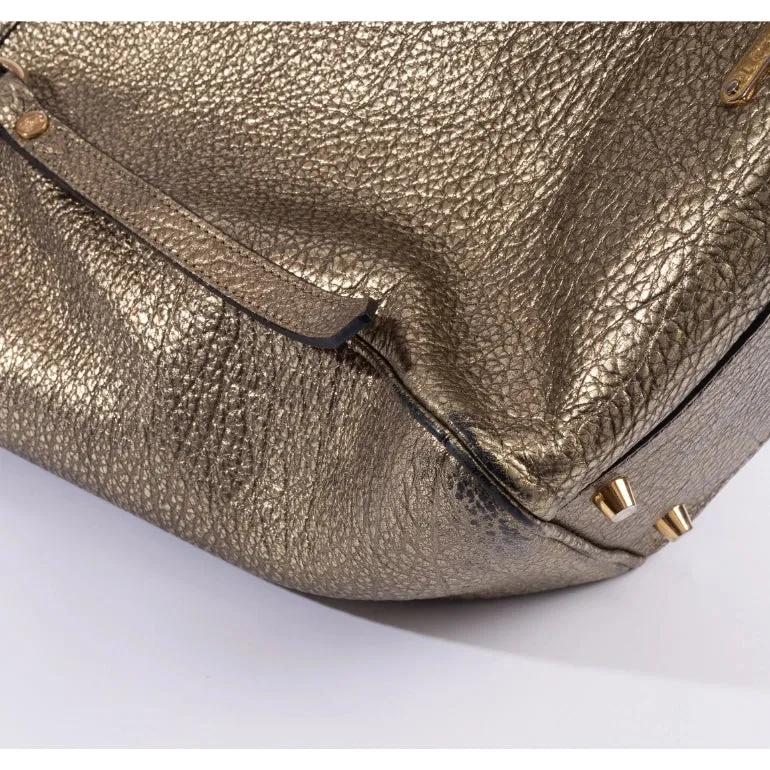 Burberry Metallic Leather Top Handle Tote