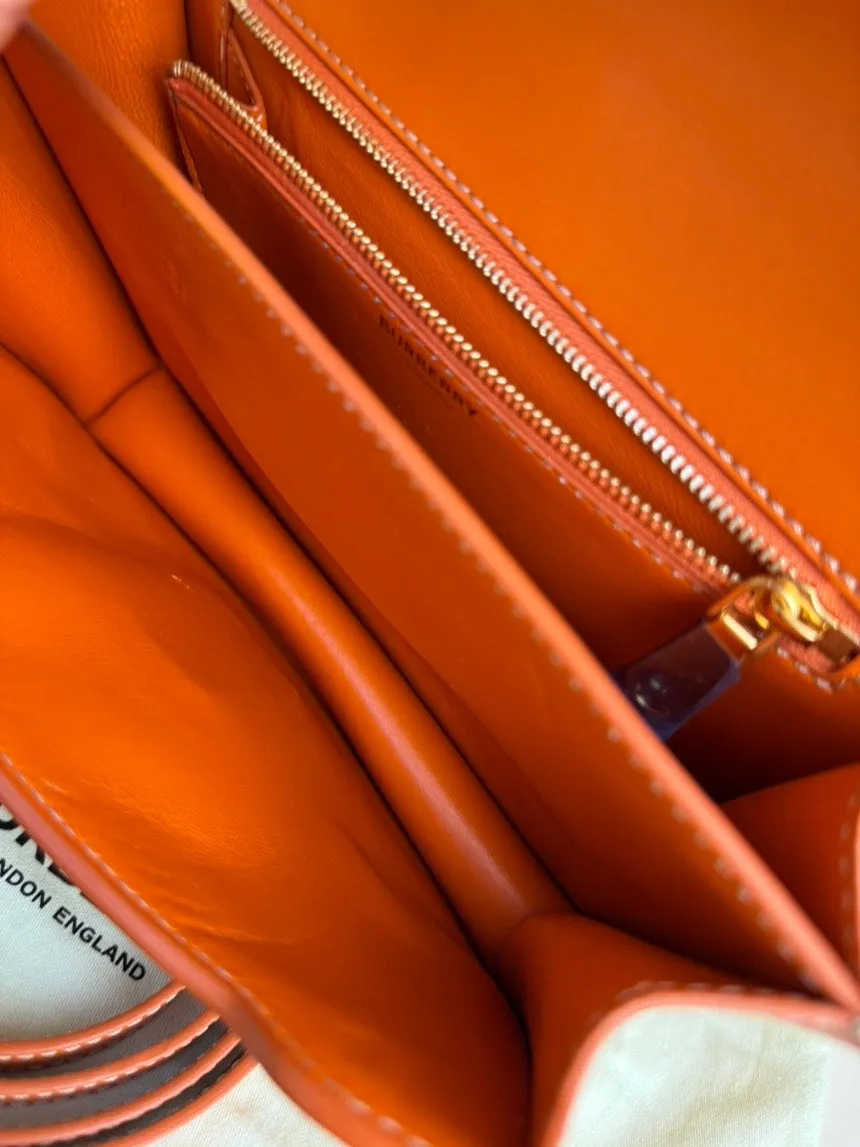 Burberry TB Summer Monogram Orange Leather Shoulder Bag