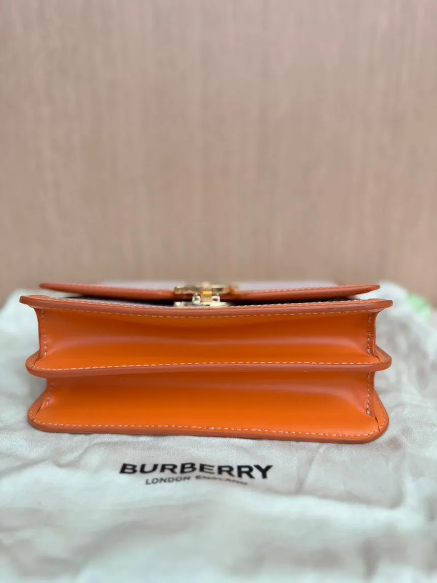 Burberry TB Summer Monogram Orange Leather Shoulder Bag