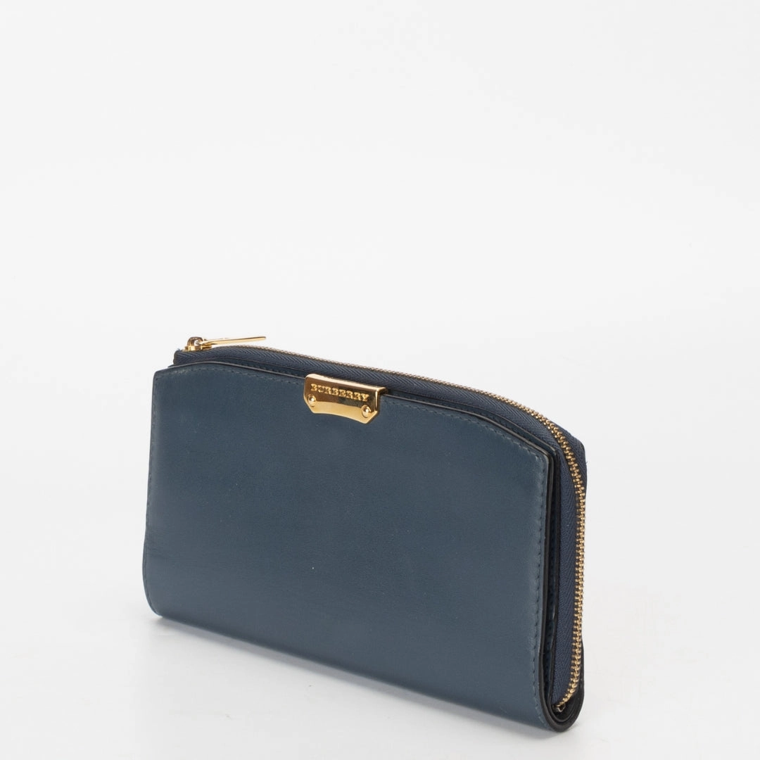 Burberry Blue Leather Continental Wallet