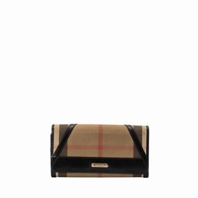 Burberry House Check Fabric and Leather Leighton Continental Wallet