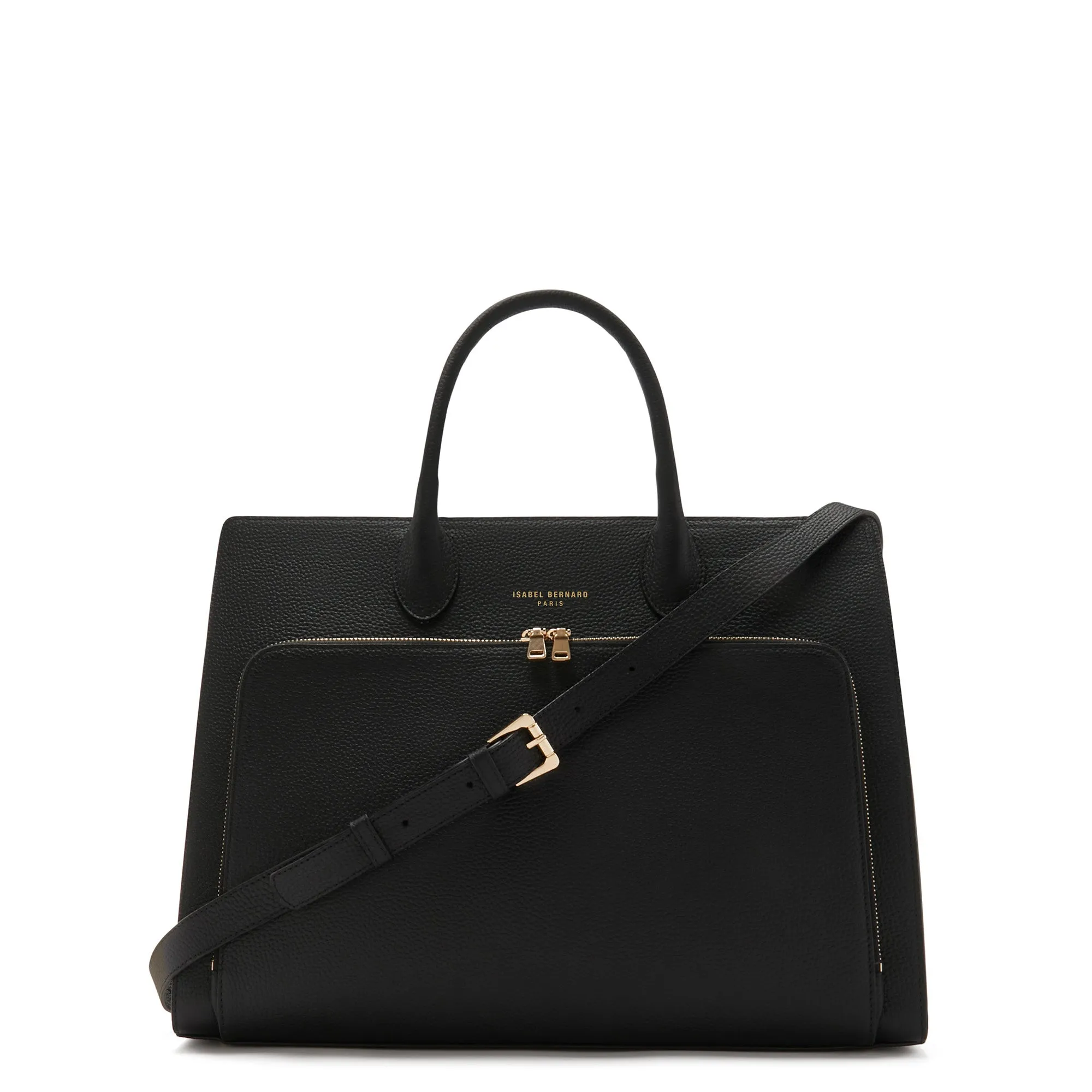 Cadeau d'Isabel black calfskin leather handbag and wallet set