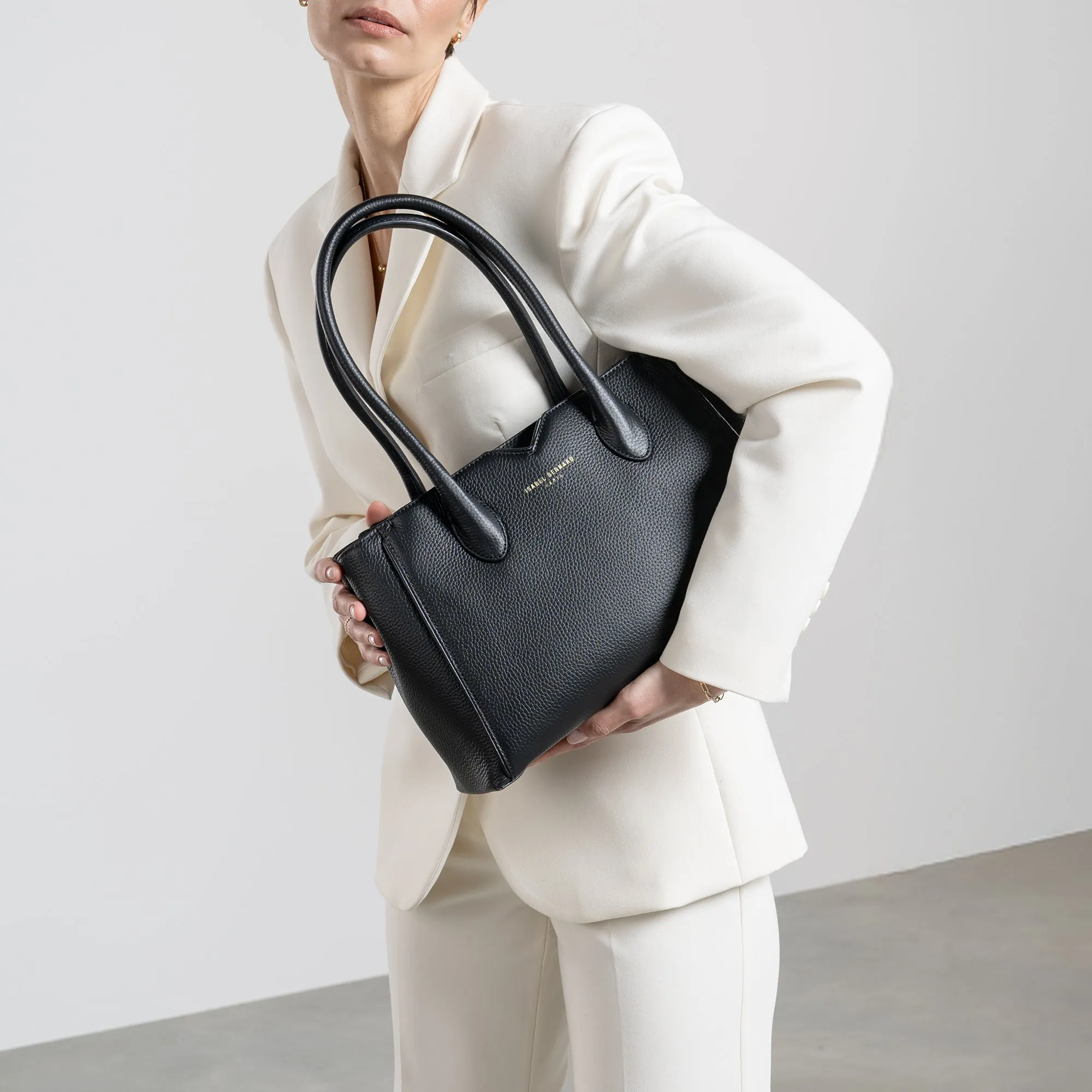 Cadeau d'Isabel black calfskin leather handbag and wallet set