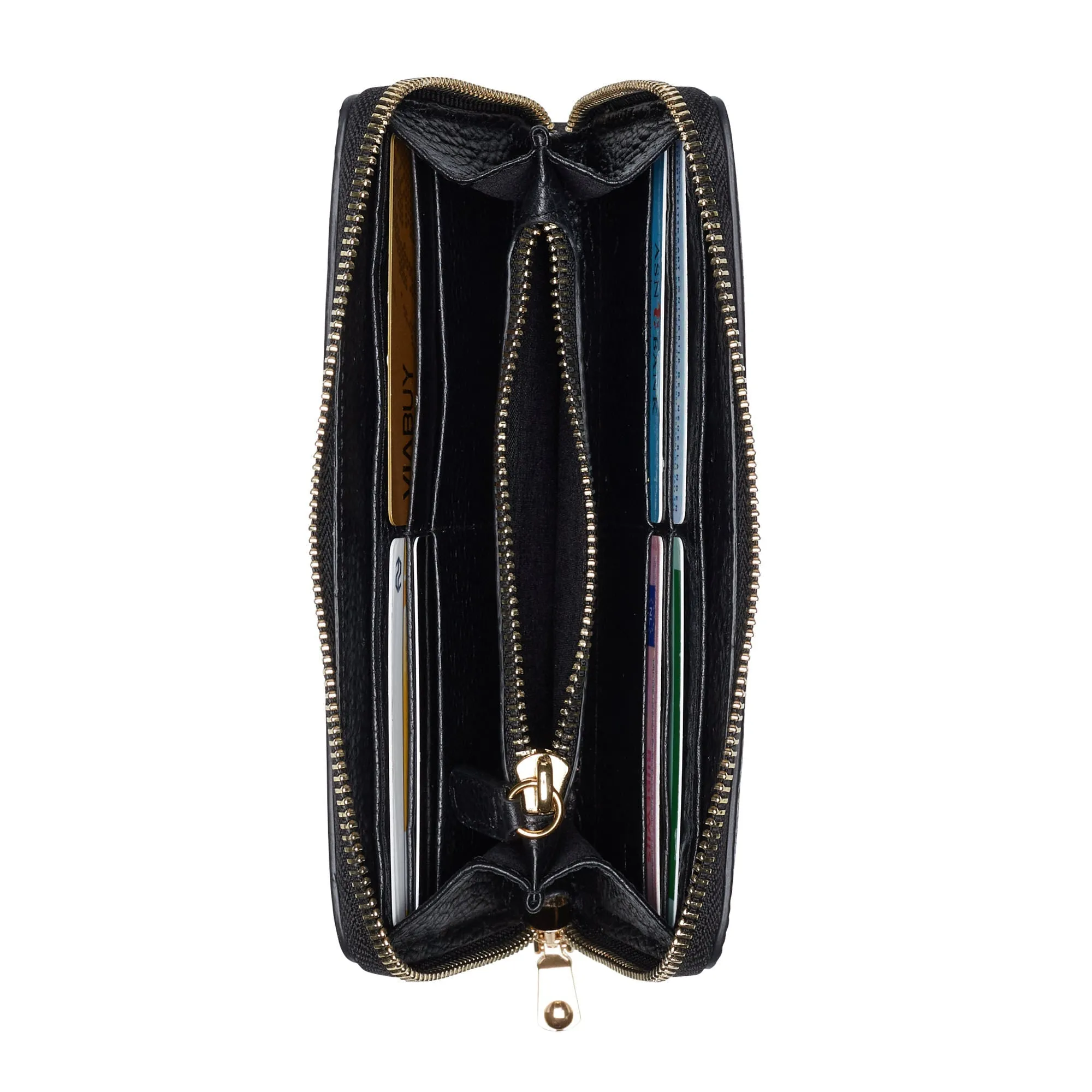 Cadeau d'Isabel black calfskin leather handbag and wallet set
