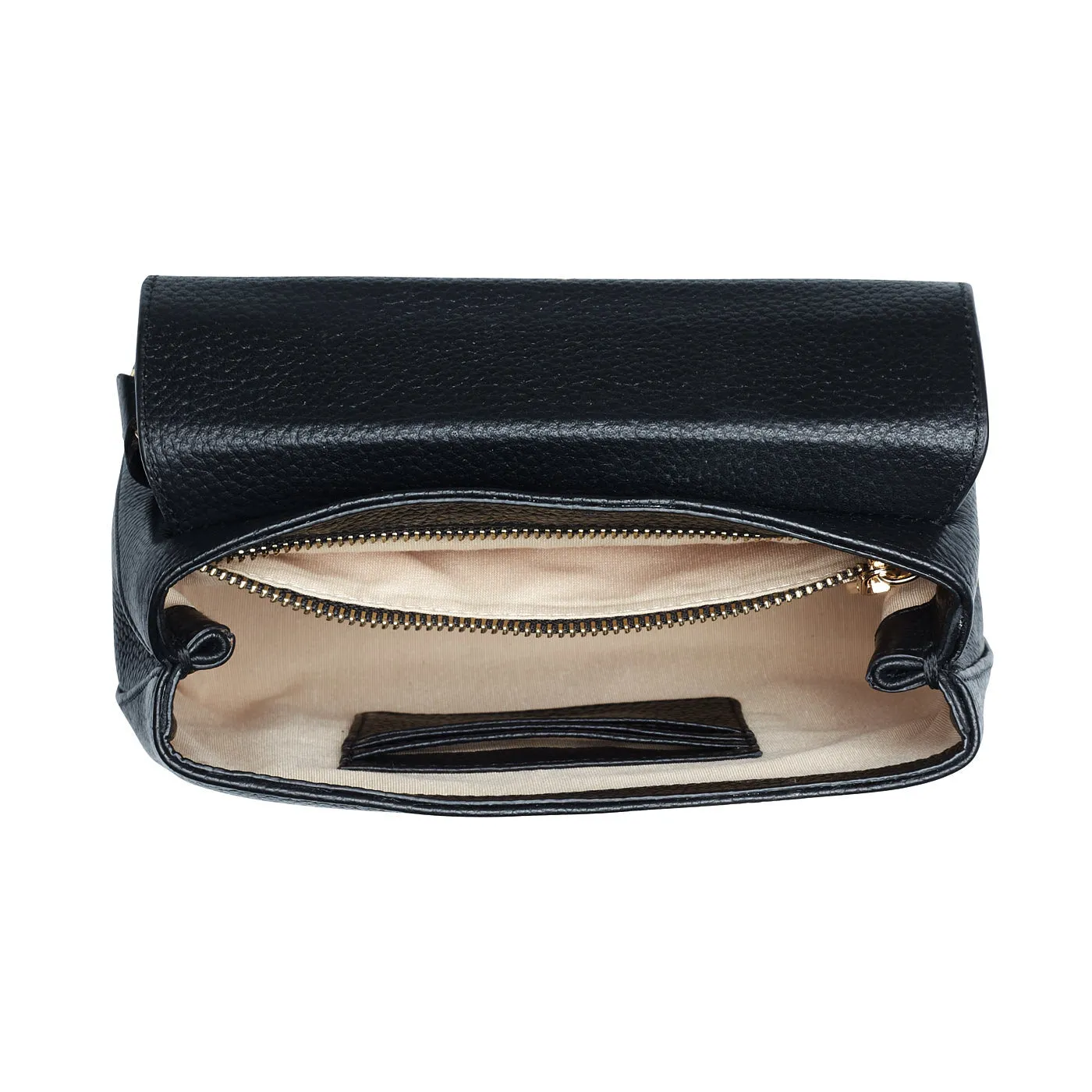 Cadeau d'Isabel black calfskin leather handbag and wallet set
