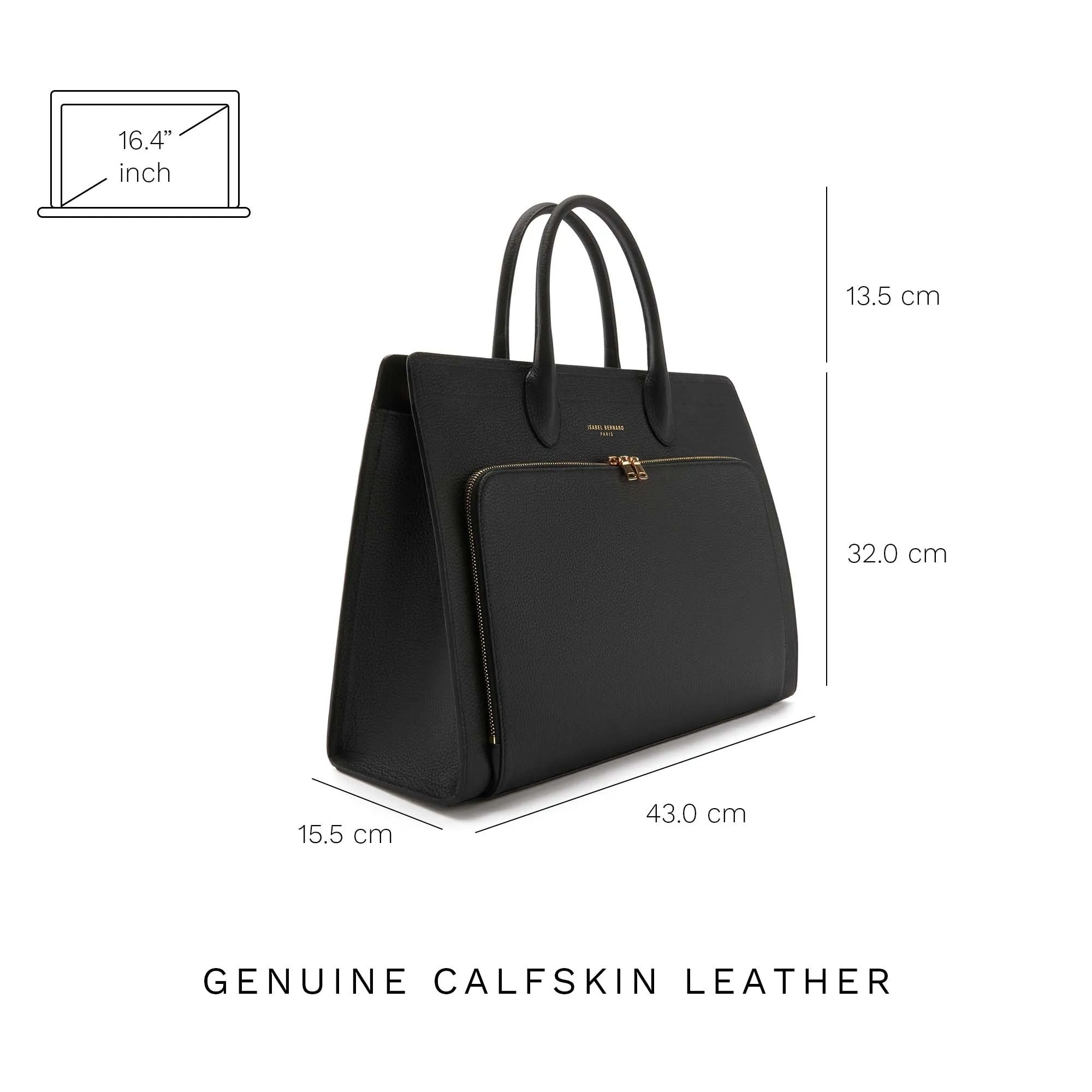 Cadeau d'Isabel black calfskin leather handbag and wallet set