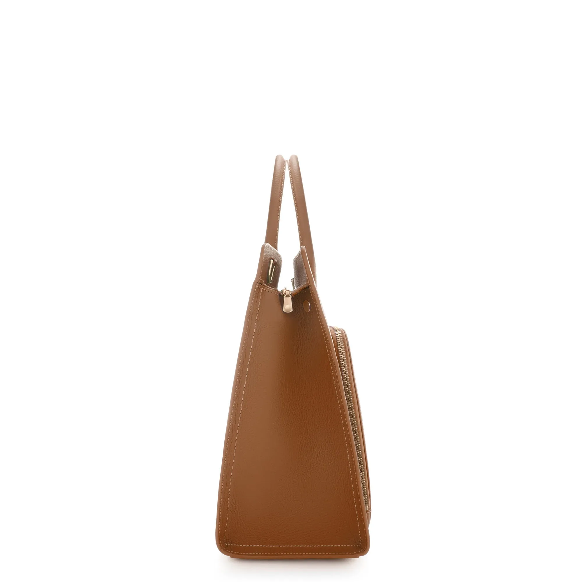 Cadeau d'Isabel camel calfskin leather handbag and wallet set