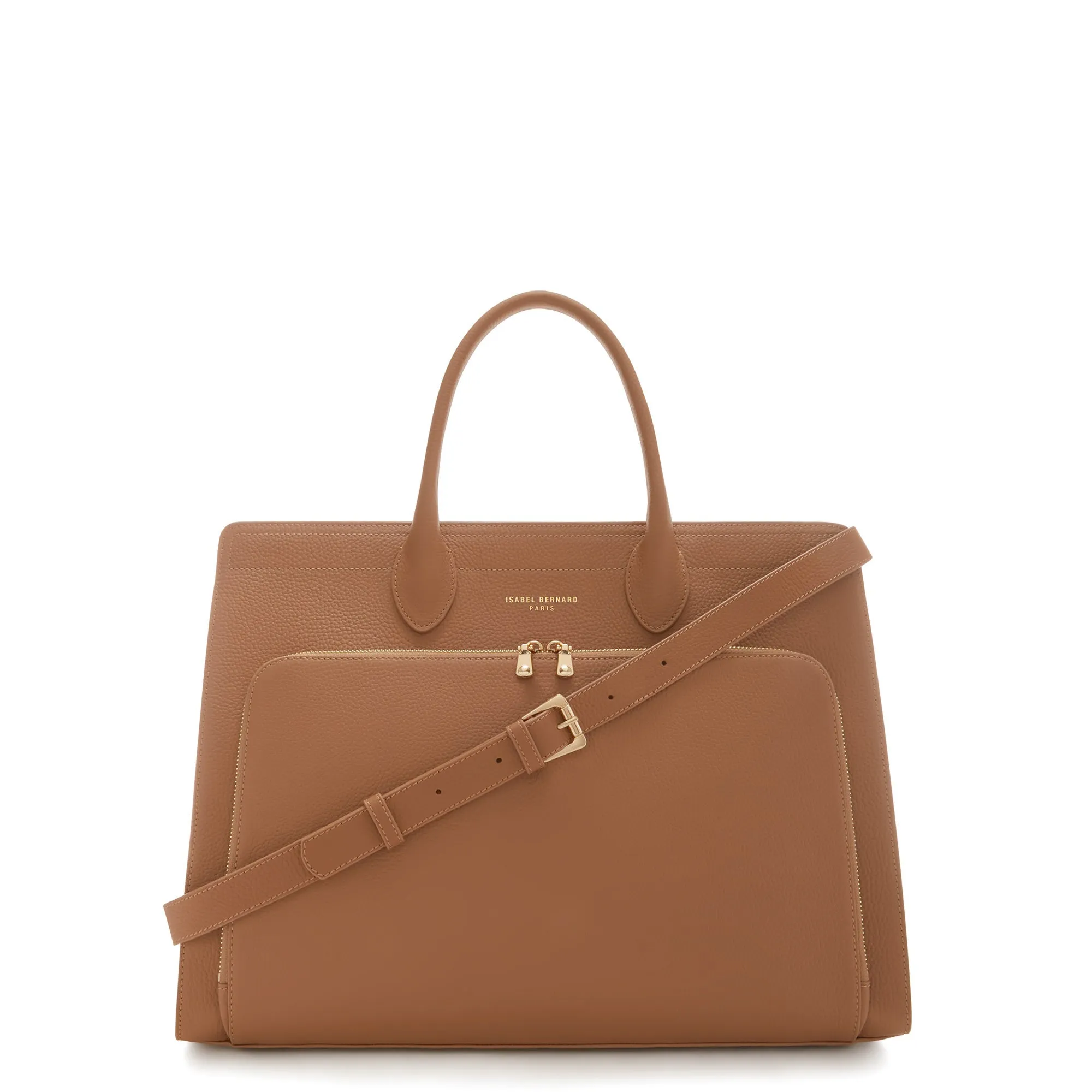 Cadeau d'Isabel camel calfskin leather handbag and wallet set