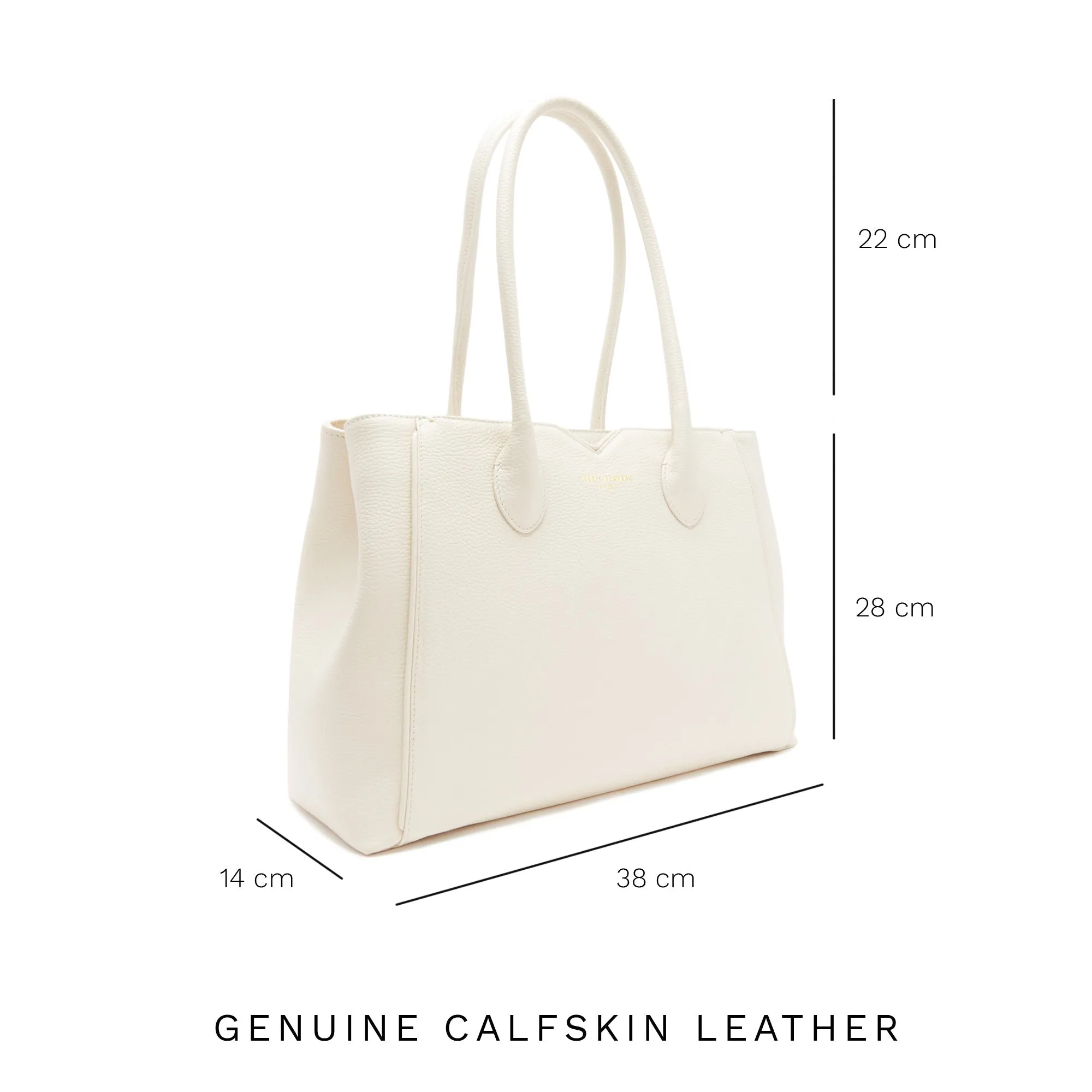 Cadeau d'Isabel cream calfskin leather handbag and wallet set
