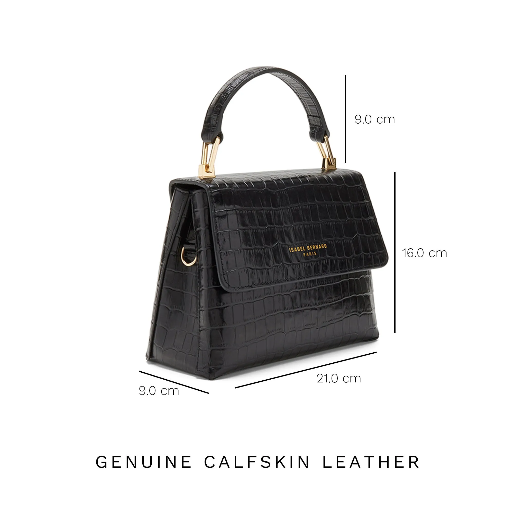Cadeau d'Isabel croco black calfskin leather handbag and wallet set