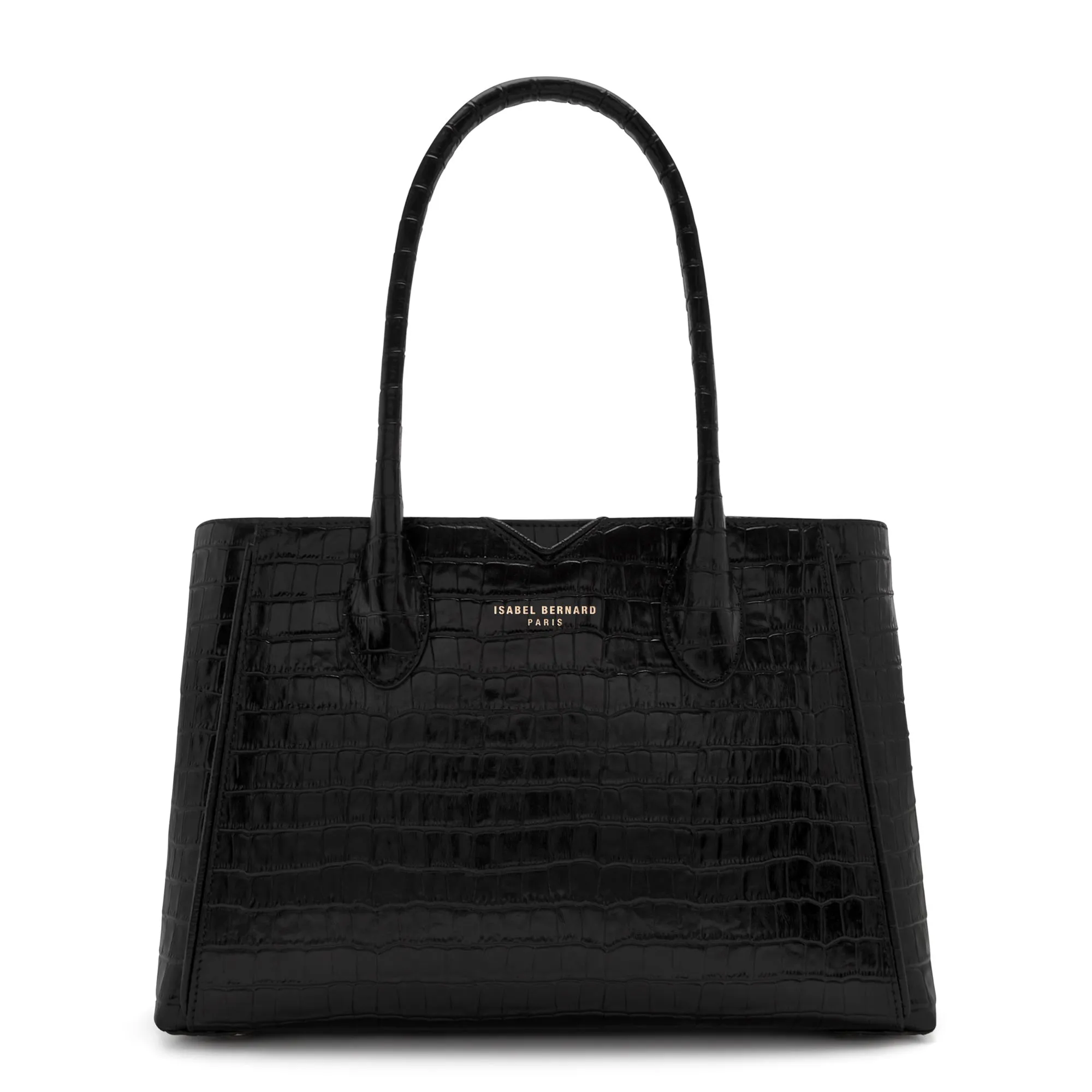 Cadeau d'Isabel croco black calfskin leather handbag and wallet set