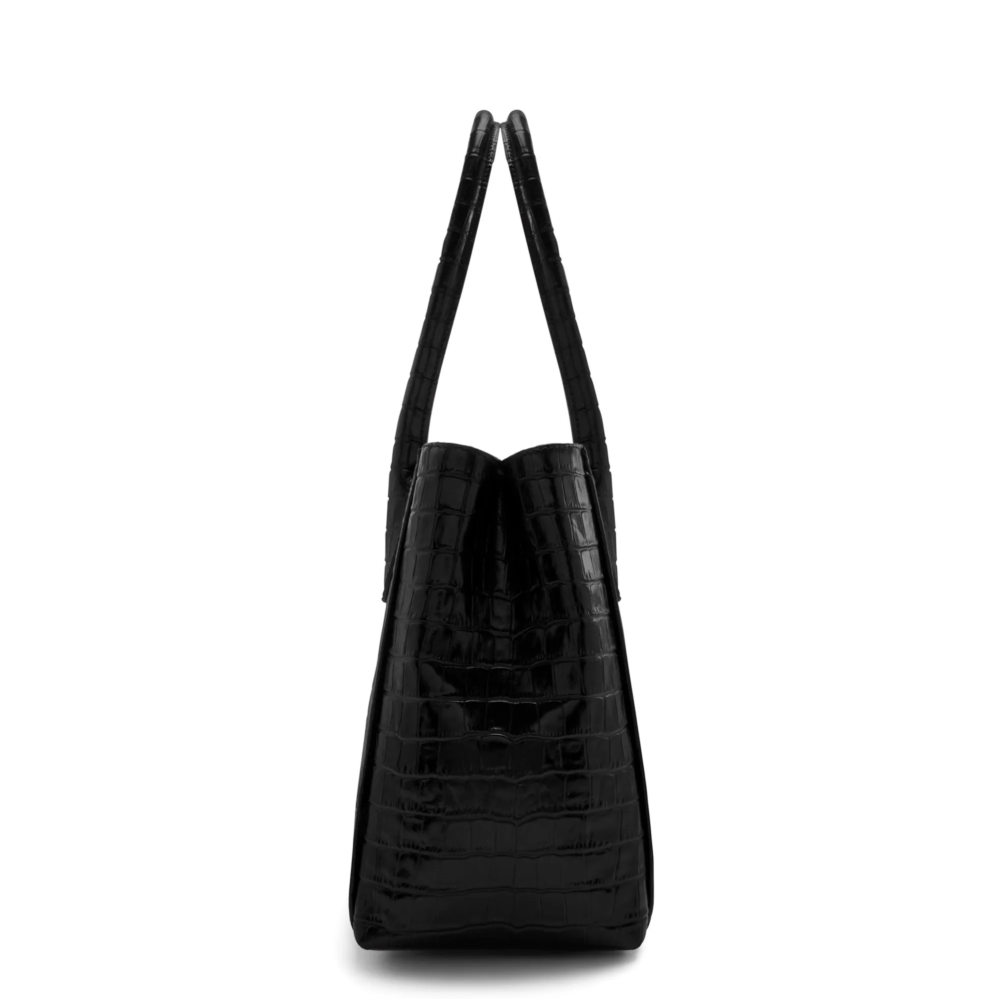 Cadeau d'Isabel croco black calfskin leather handbag and wallet set