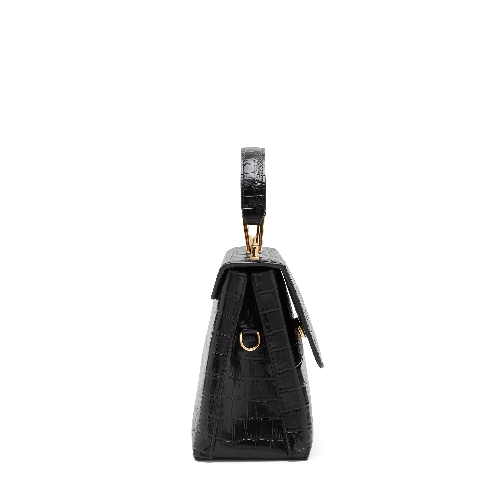 Cadeau d'Isabel croco black calfskin leather handbag and wallet set