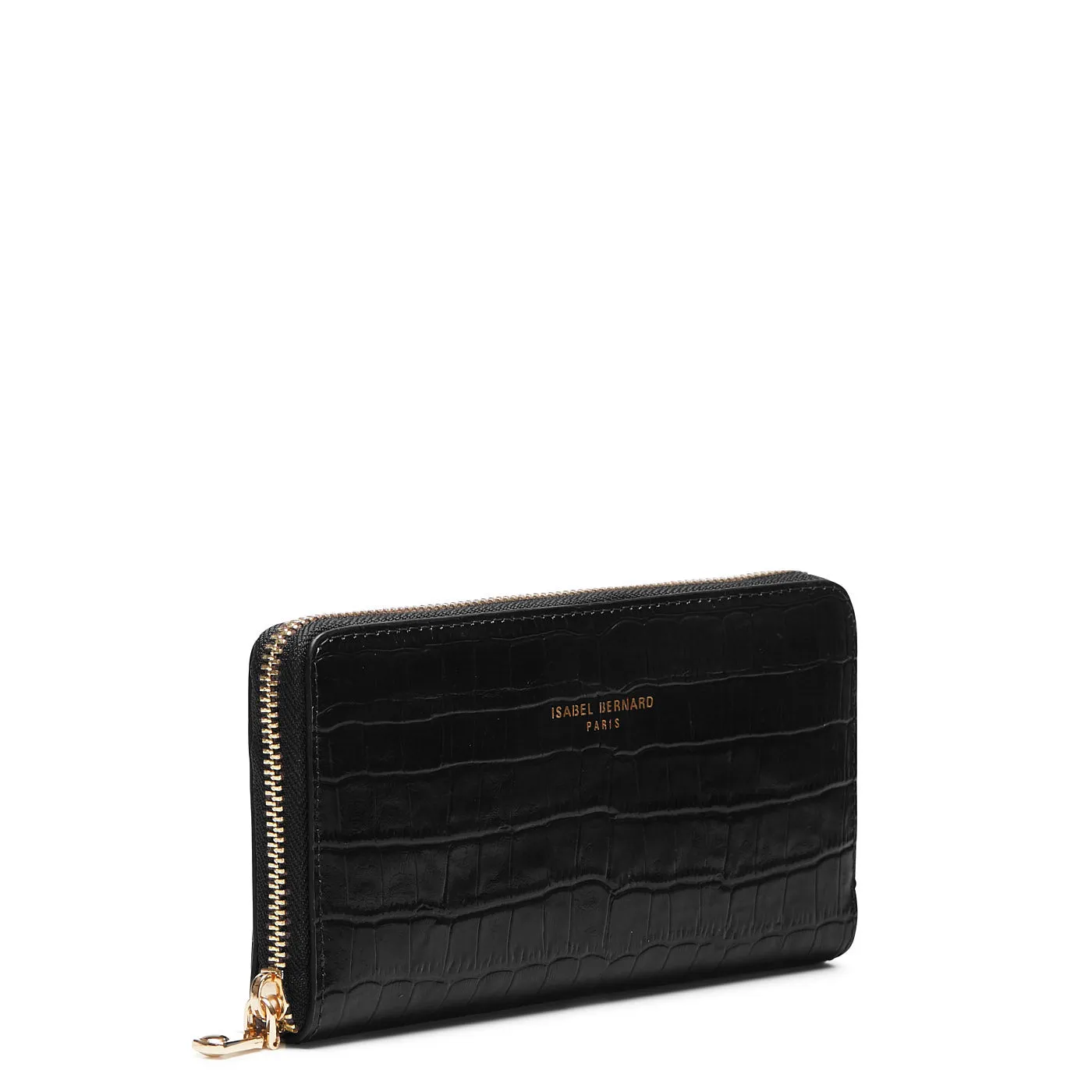 Cadeau d'Isabel croco black calfskin leather handbag and wallet set