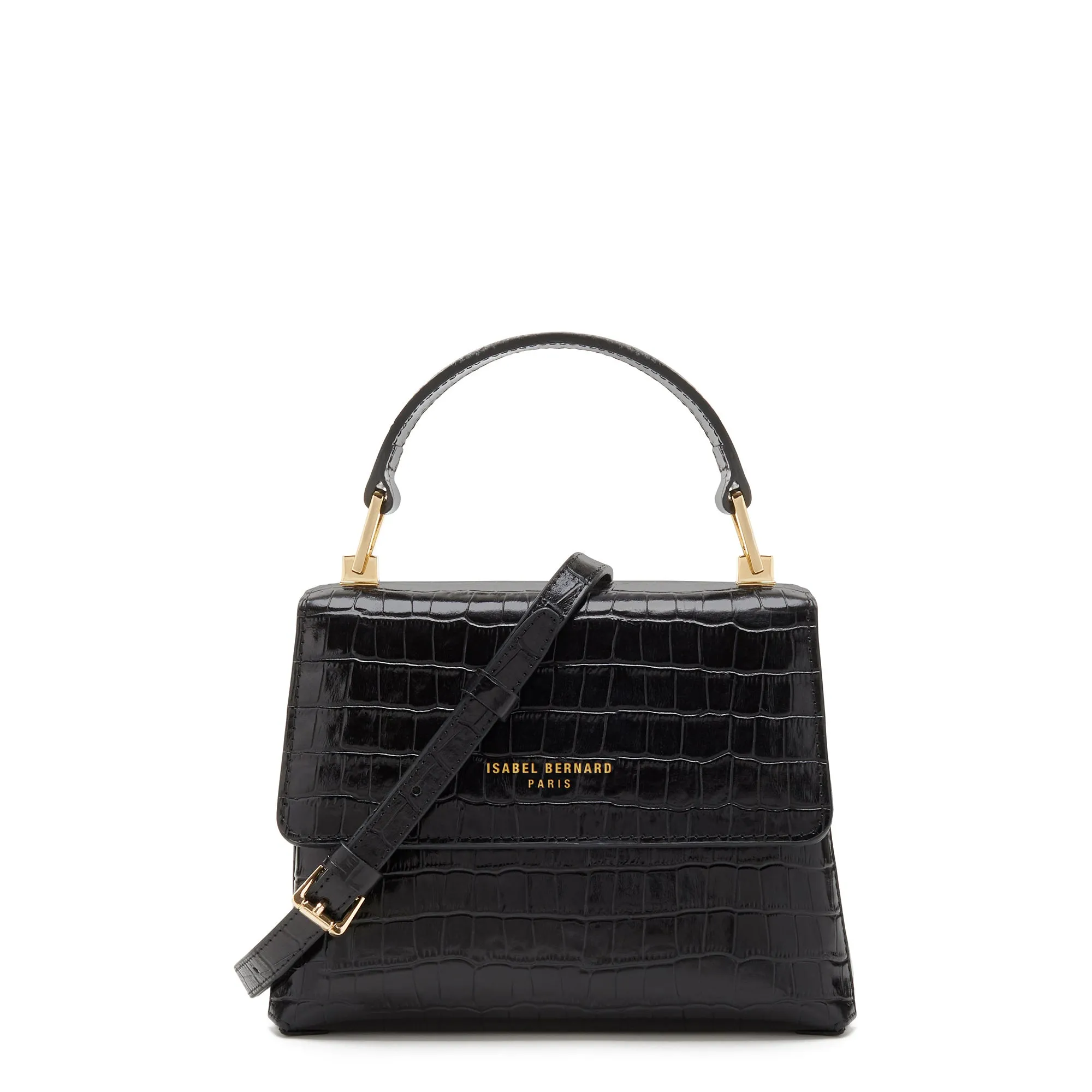 Cadeau d'Isabel croco black calfskin leather handbag and wallet set