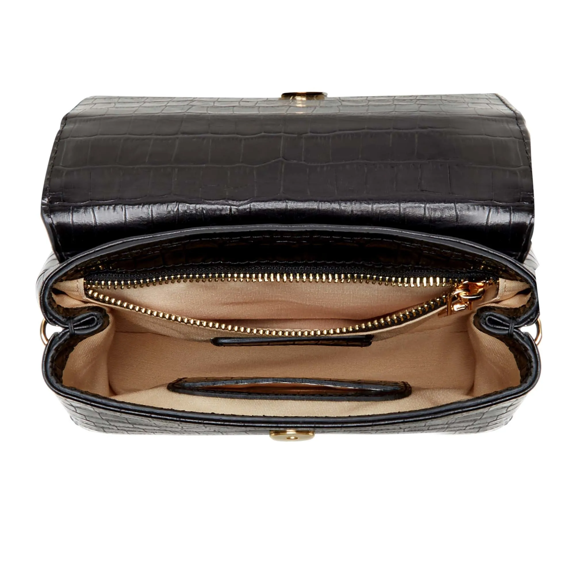 Cadeau d'Isabel croco black calfskin leather handbag and wallet set