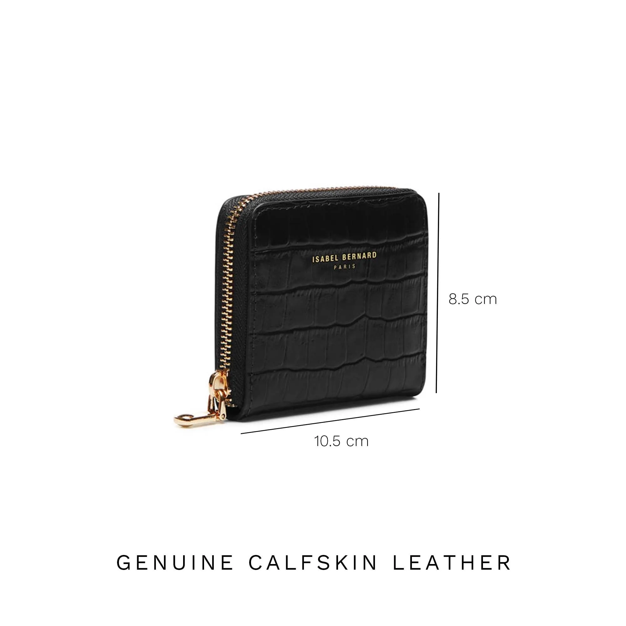 Cadeau d'Isabel croco black calfskin leather handbag and wallet set