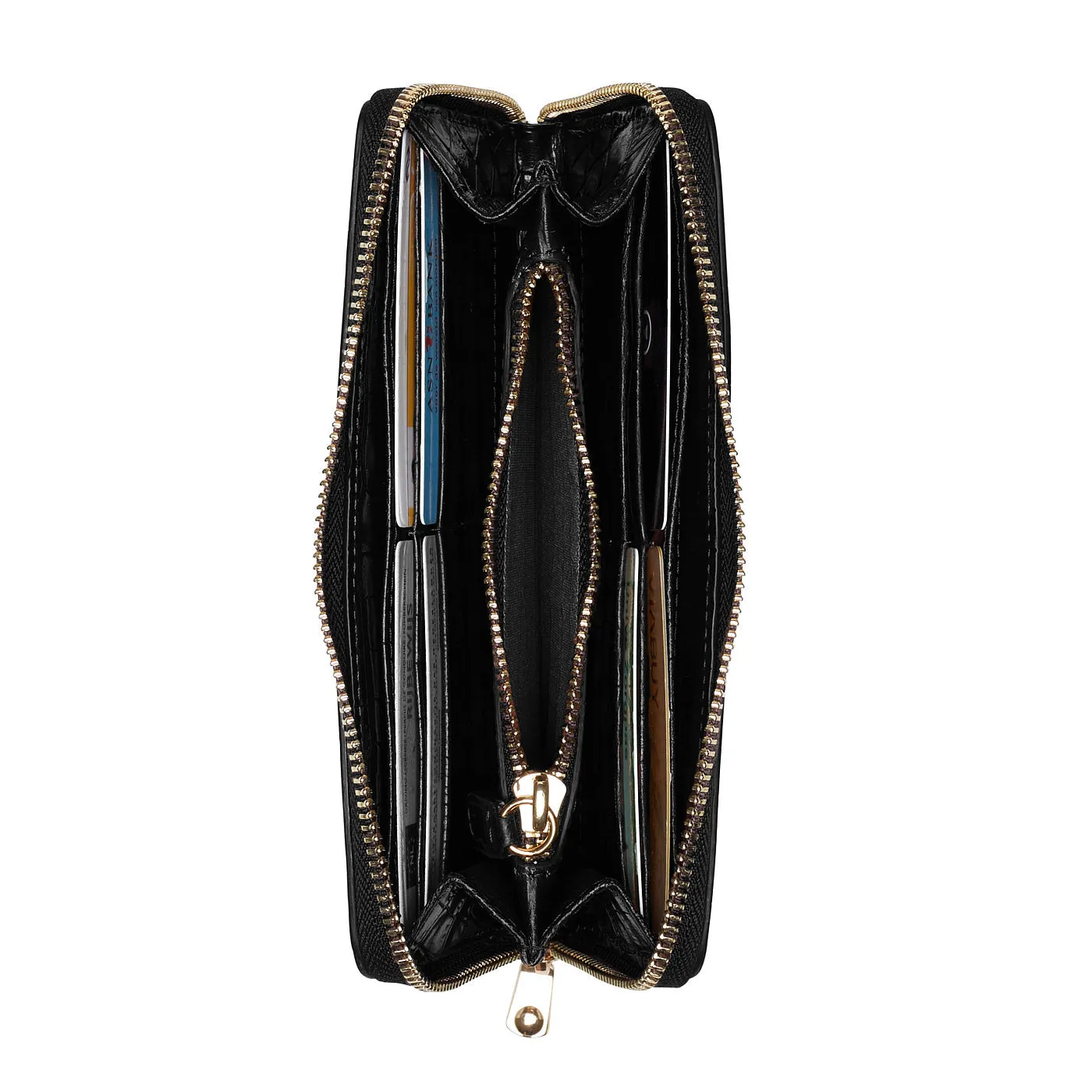 Cadeau d'Isabel croco black calfskin leather handbag and wallet set