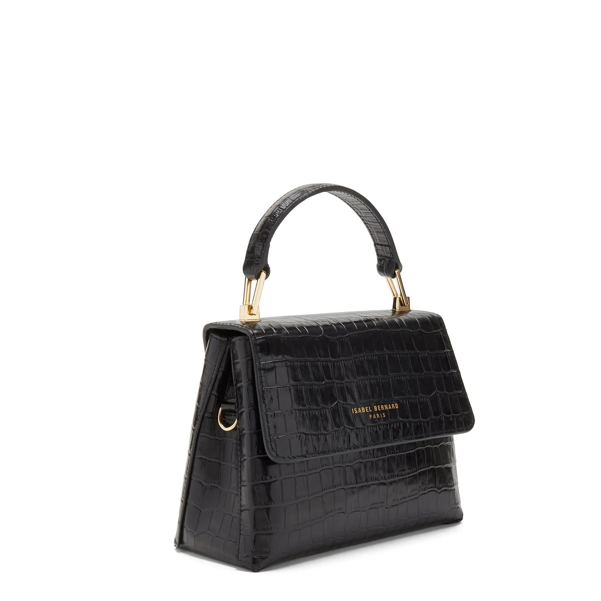 Cadeau d'Isabel croco black calfskin leather handbag and wallet set