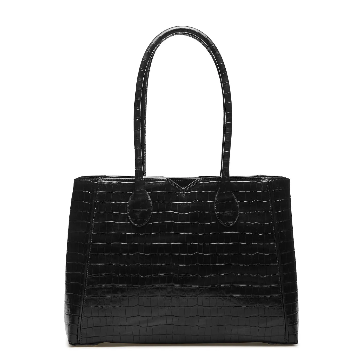Cadeau d'Isabel croco black calfskin leather handbag and wallet set