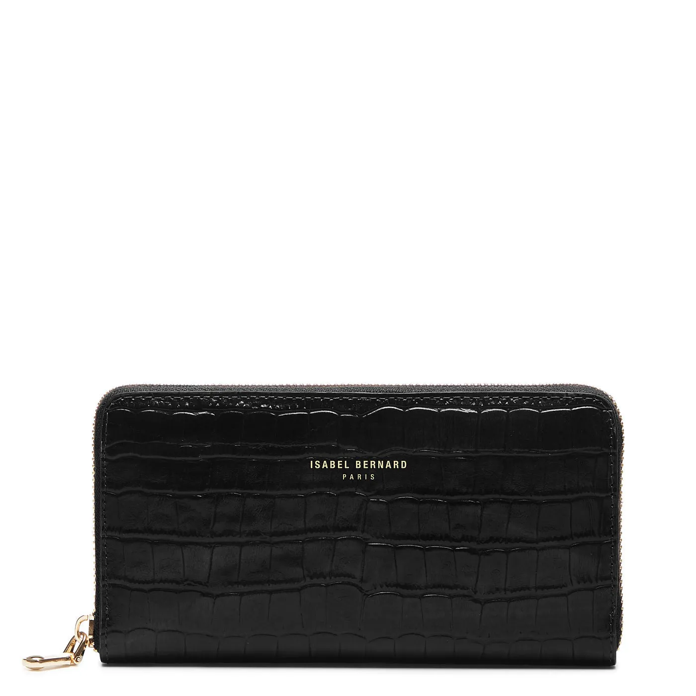 Cadeau d'Isabel croco black calfskin leather handbag and wallet set