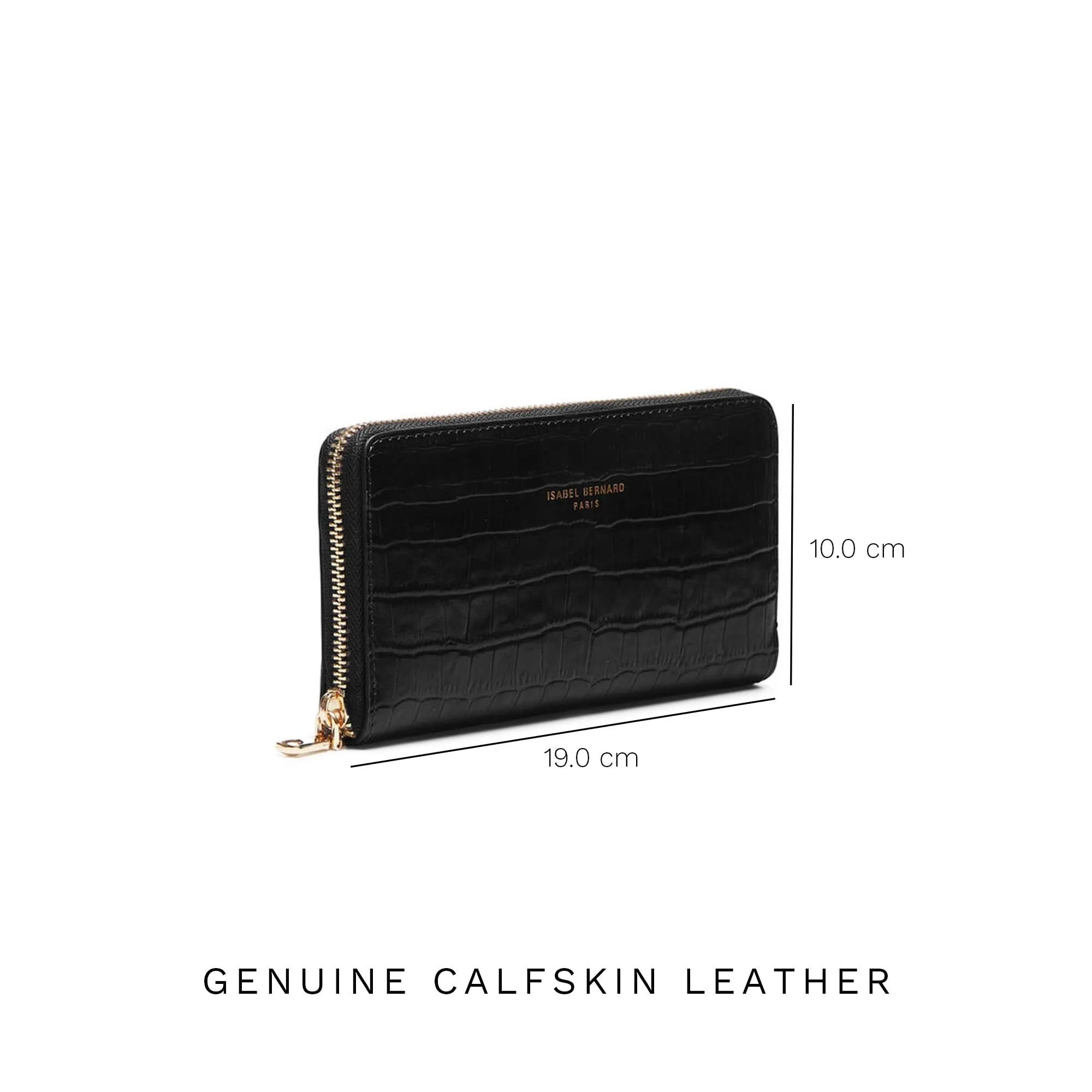 Cadeau d'Isabel croco black calfskin leather handbag and wallet set
