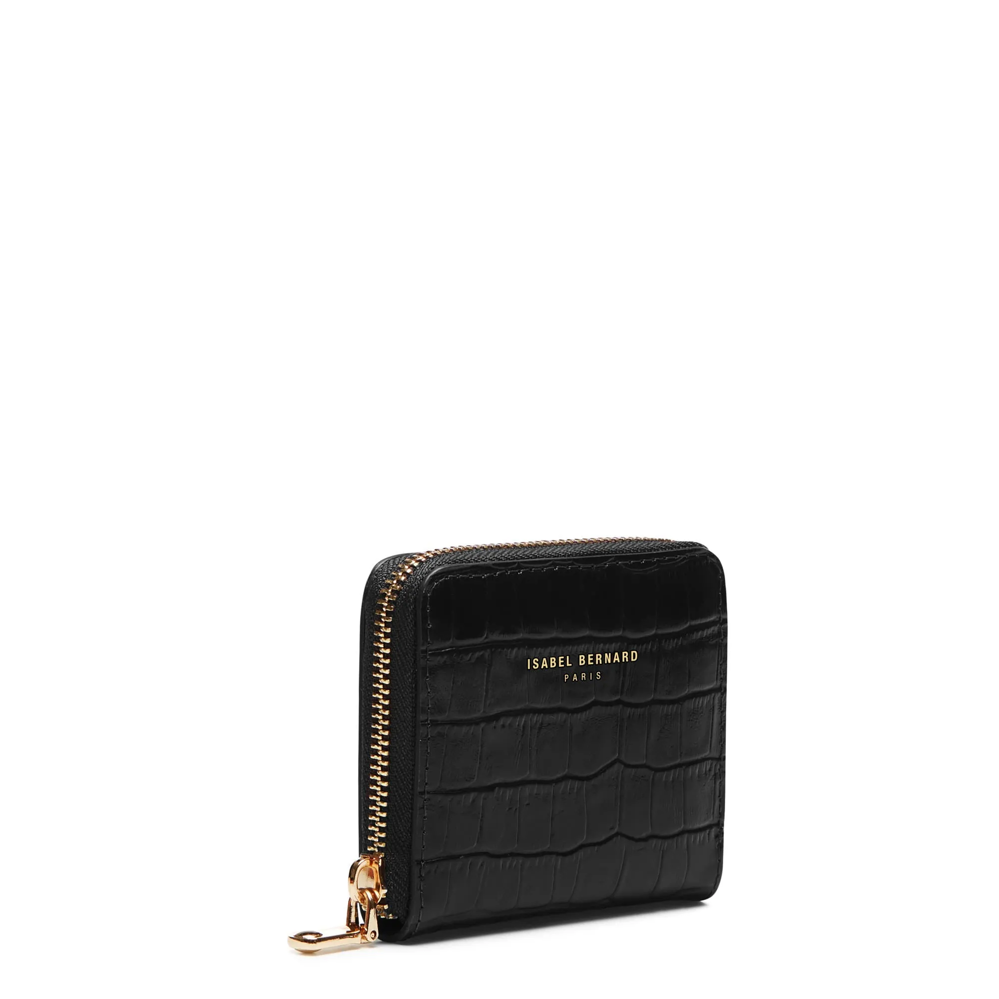 Cadeau d'Isabel croco black calfskin leather handbag and wallet set
