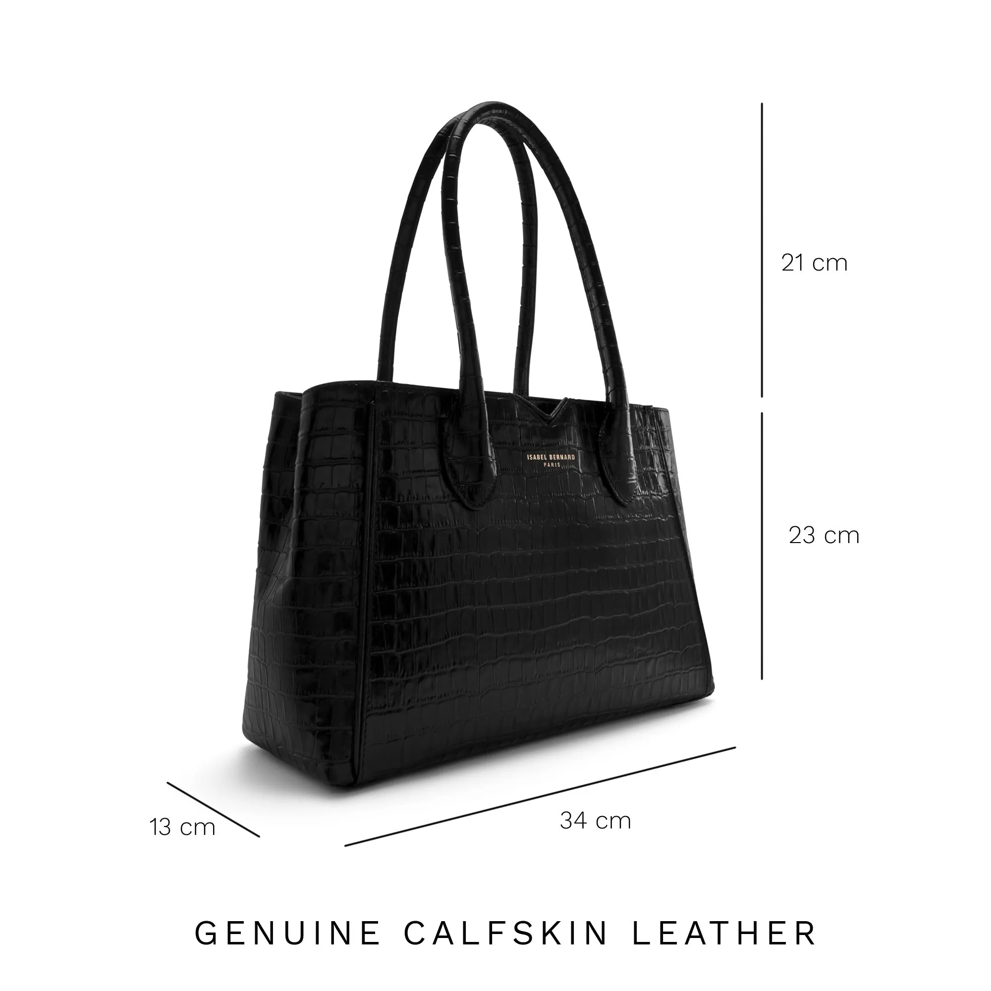 Cadeau d'Isabel croco black calfskin leather handbag and wallet set