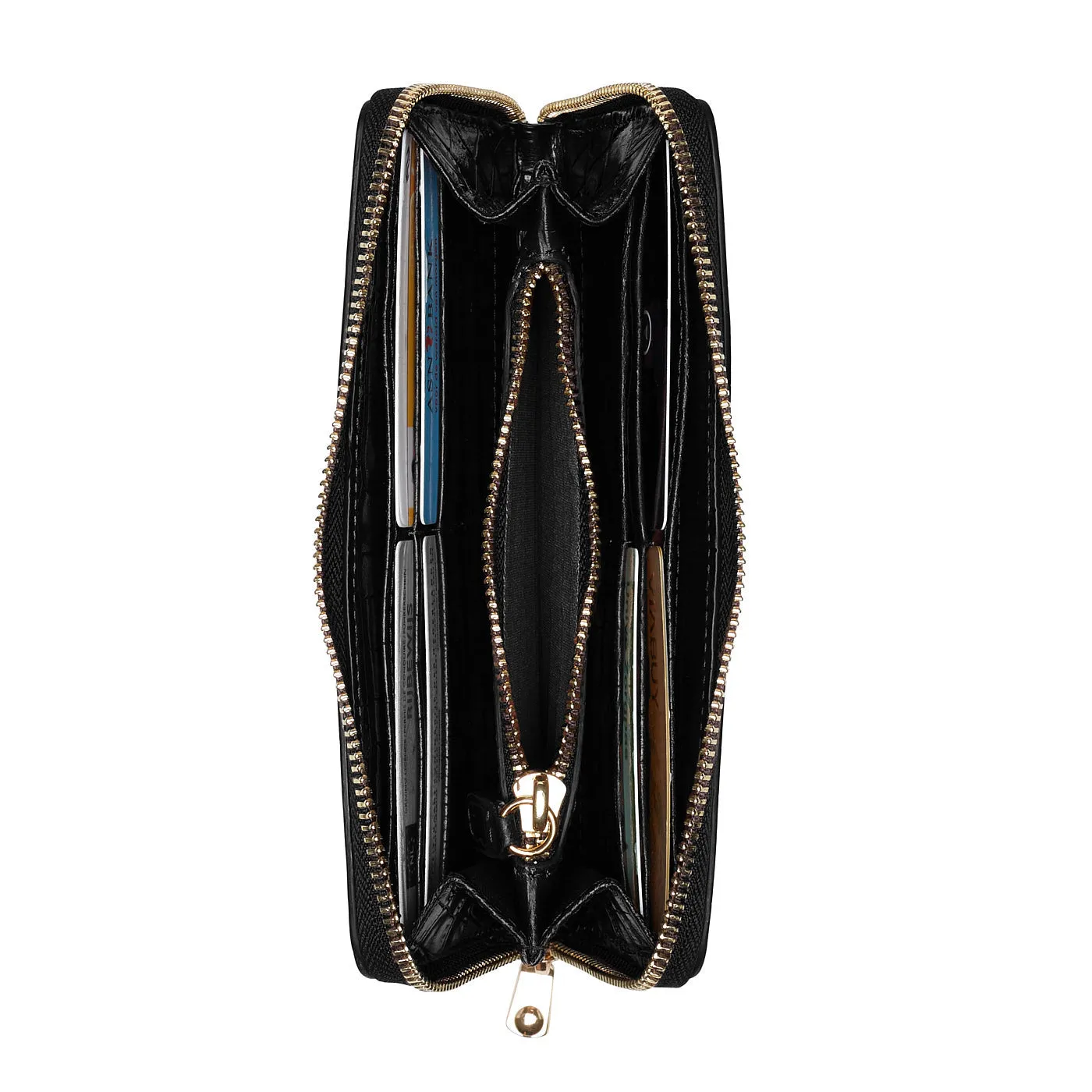 Cadeau d'Isabel croco black calfskin leather handbag and wallet set