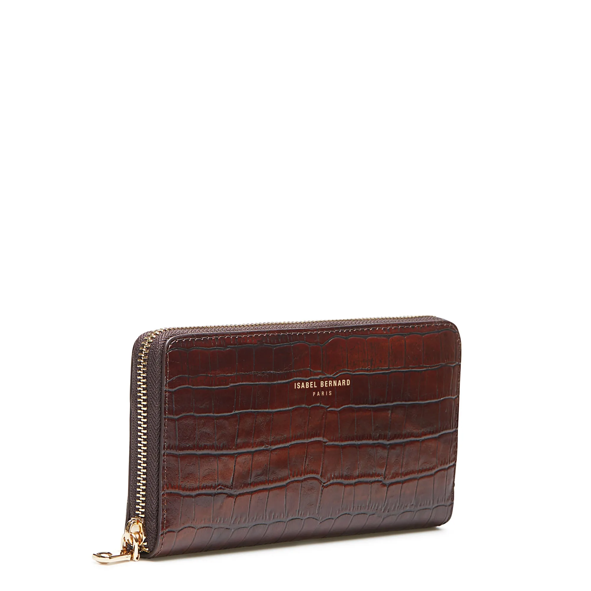 Cadeau d'Isabel croco brown calfskin leather handbag and wallet set