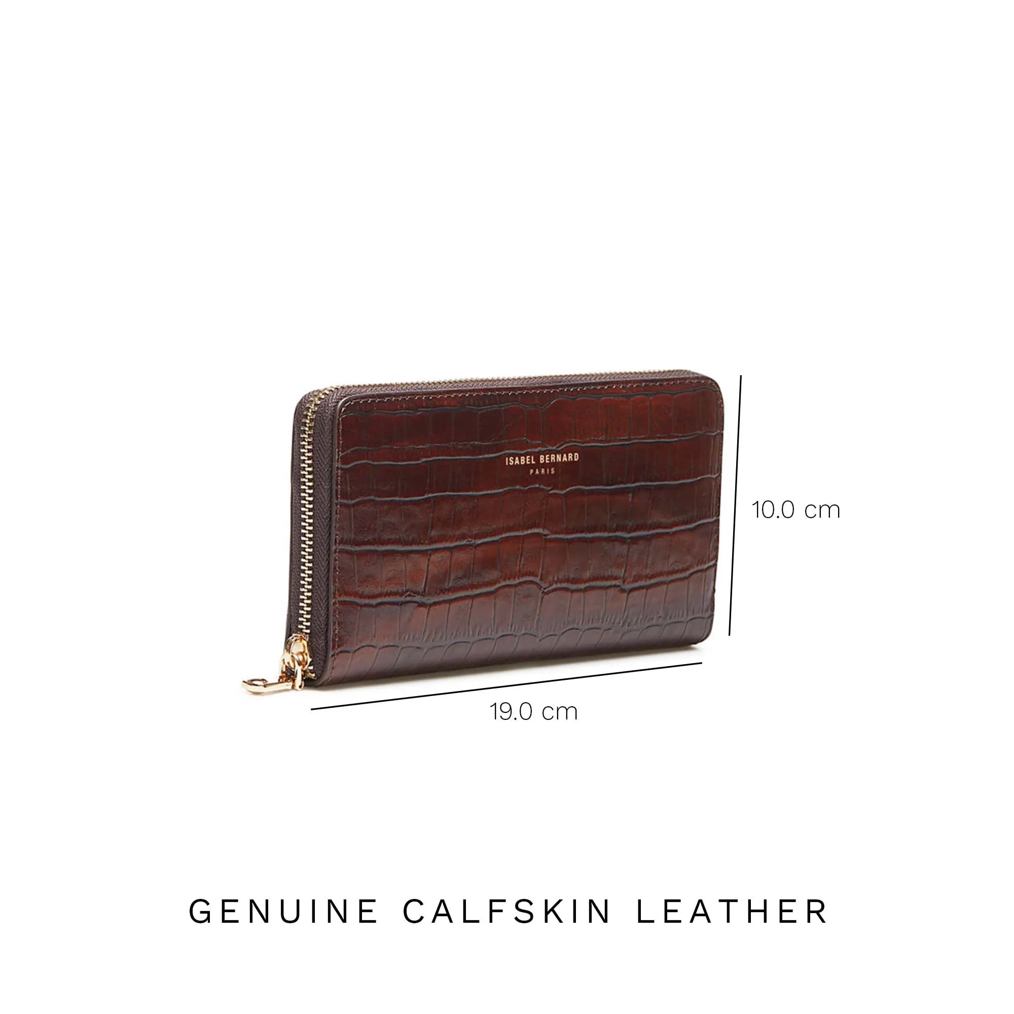 Cadeau d'Isabel croco brown calfskin leather handbag and wallet set