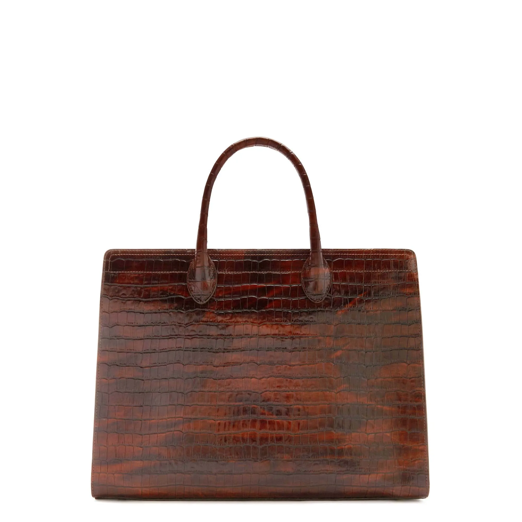 Cadeau d'Isabel croco brown calfskin leather handbag and wallet set