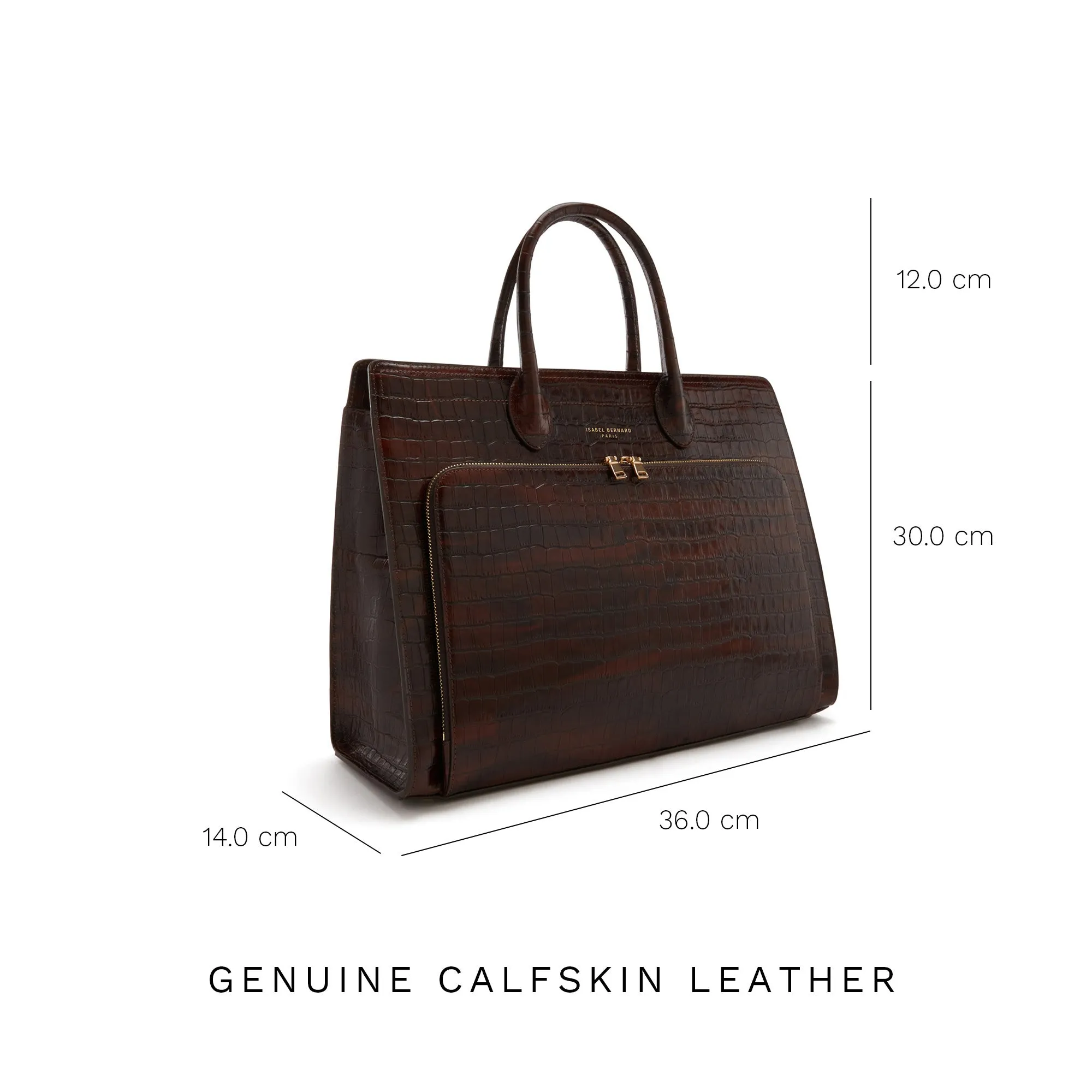 Cadeau d'Isabel croco brown calfskin leather handbag and wallet set