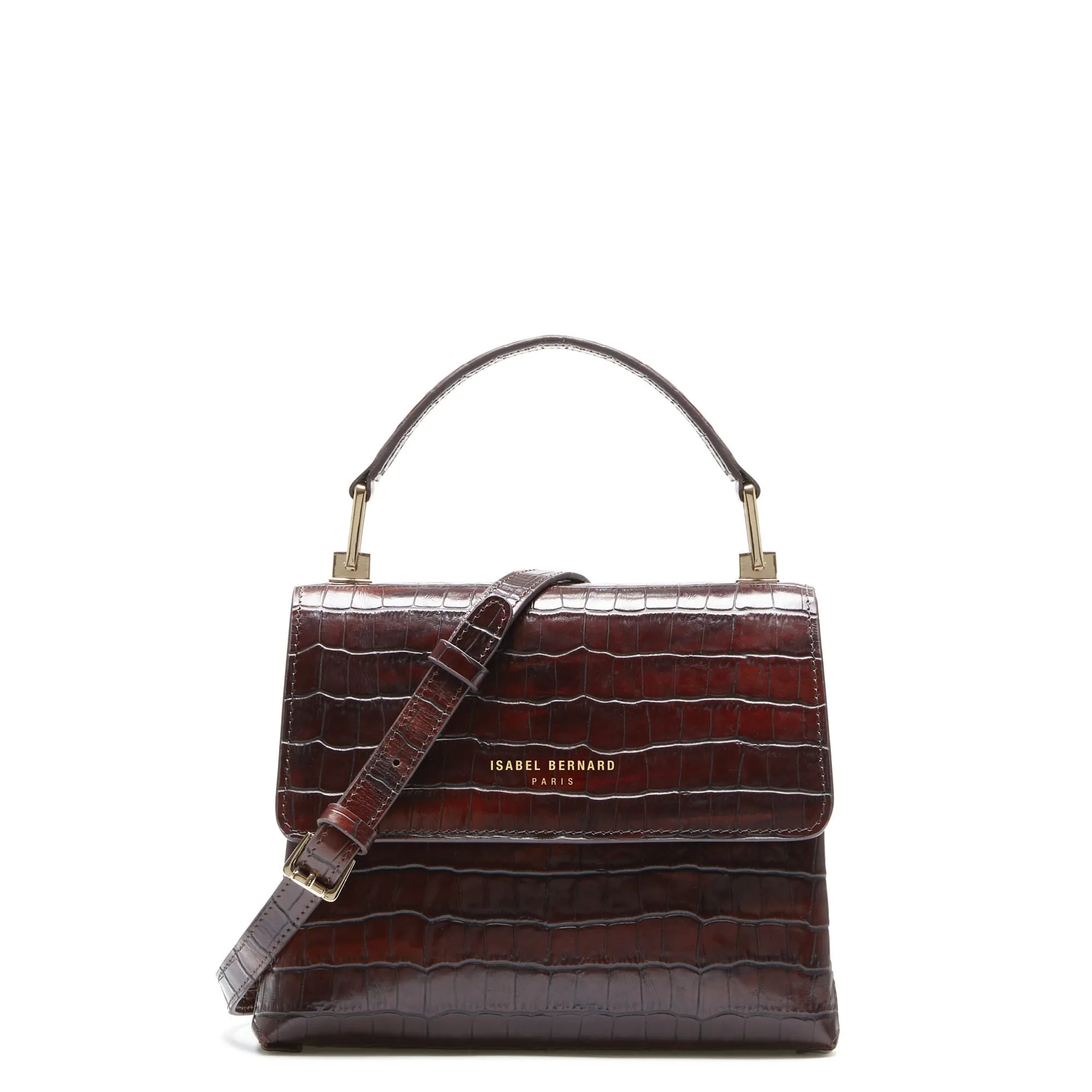 Cadeau d'Isabel croco brown calfskin leather handbag and wallet set