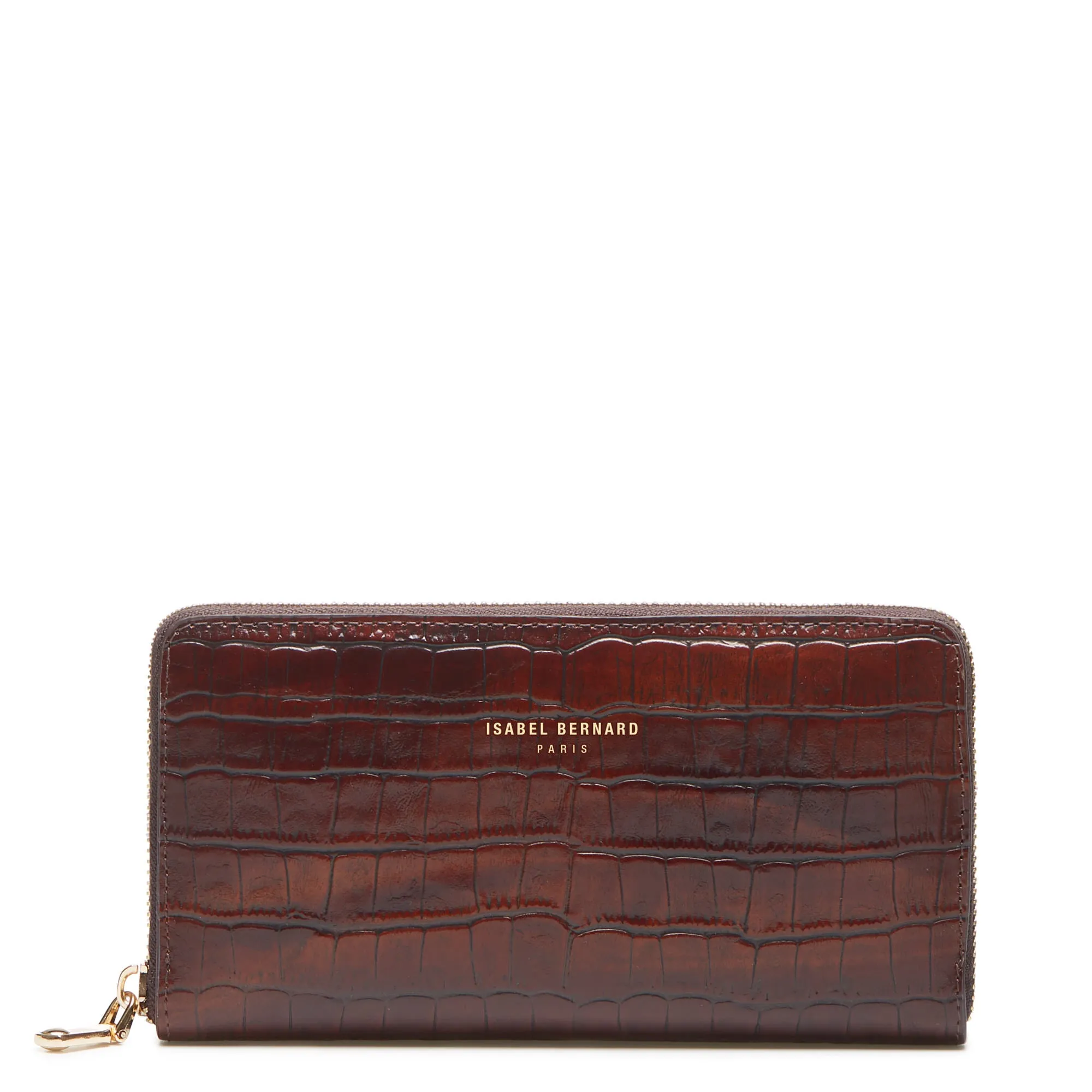Cadeau d'Isabel croco brown calfskin leather handbag and wallet set