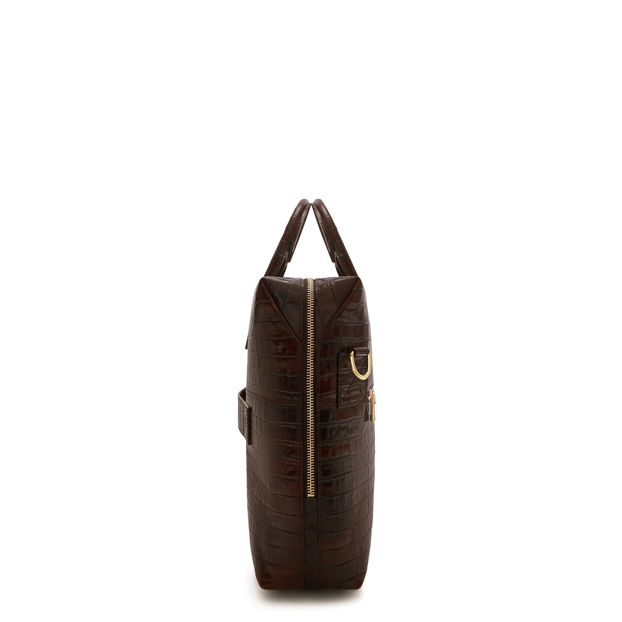 Cadeau d'Isabel croco brown calfskin leather handbag and wallet set